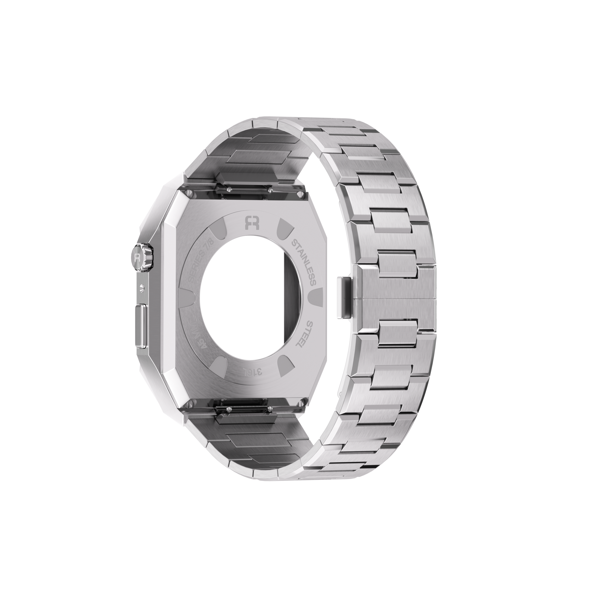 Reqior Funda con correa de acero 'Nautilus' Apple Watch 45mm (plateado)