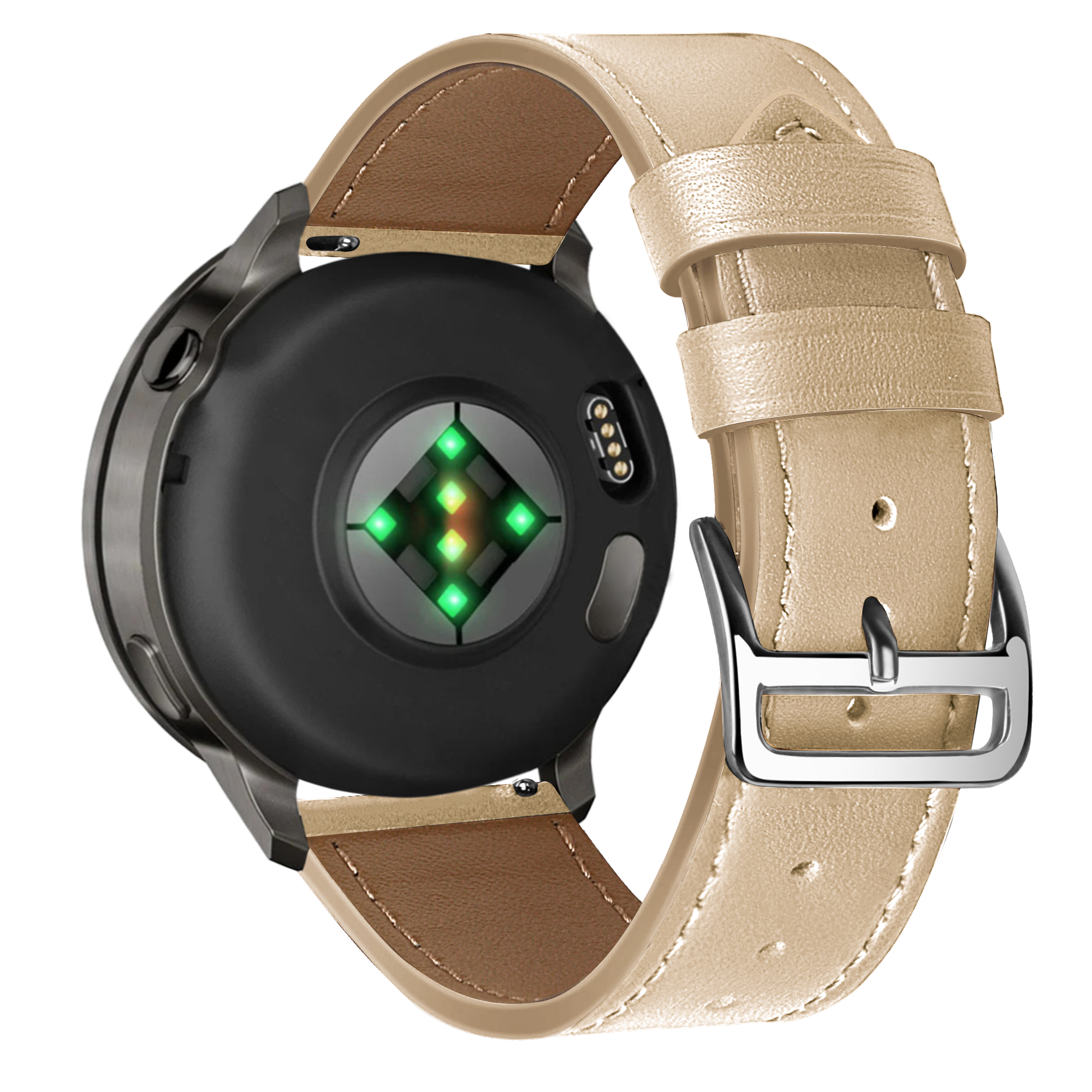 Bandz Garmin Vivoactive 4s Leather Strap 'Deluxe' (Milk Tea)