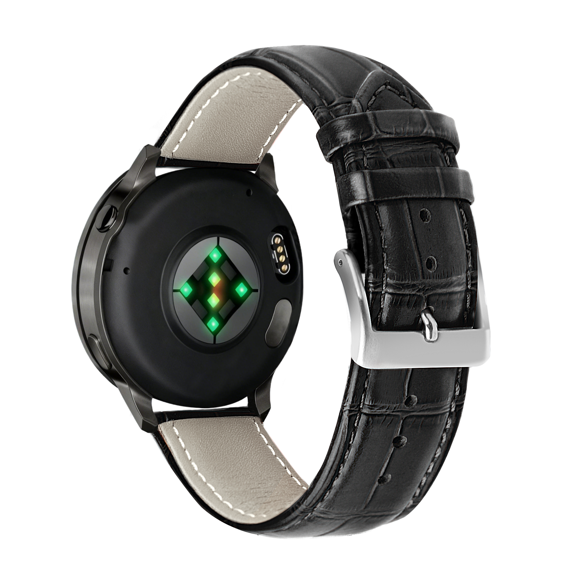 Bandz Garmin Venu 4 - 45mm Leather Strap Crocodile Grain (Black)