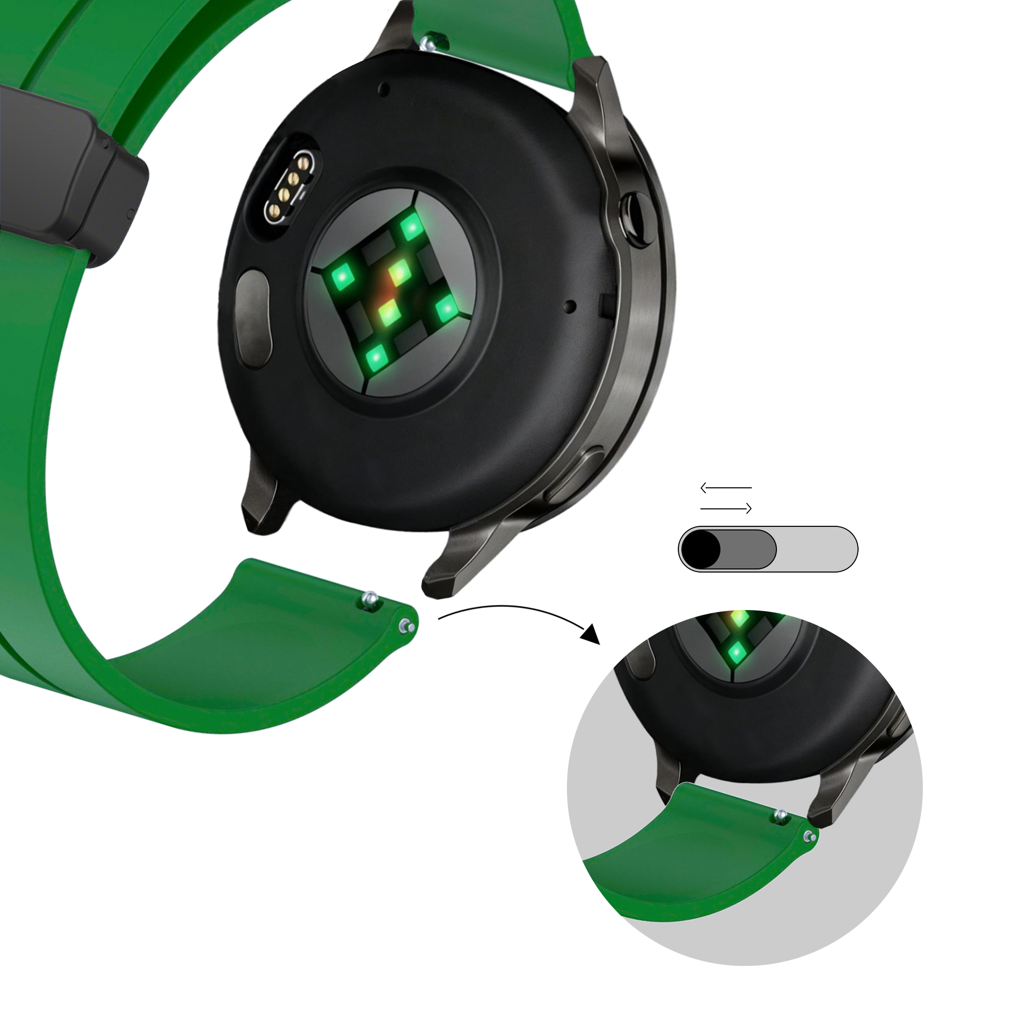 Bandz Correa silicona con hebilla-D Garmin Approach J1 (verde)