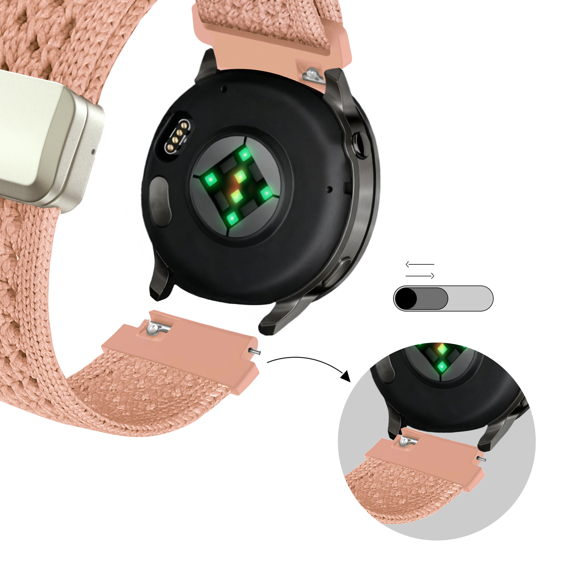 Bandz Garmin Approach S40 Vintage Nylon Strap (Antique Pink)