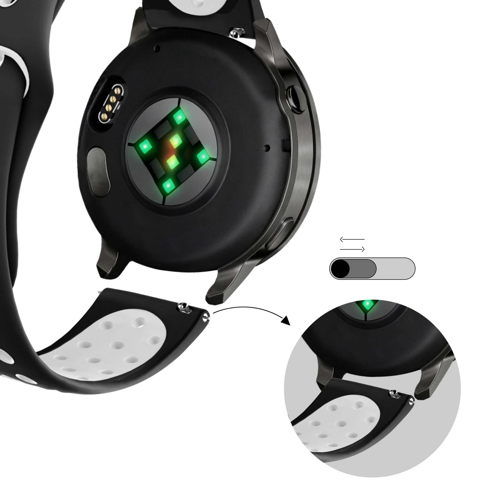 Bandz Garmin Vivoactive 3 Sport Strap 'Deluxe' (Black/White)