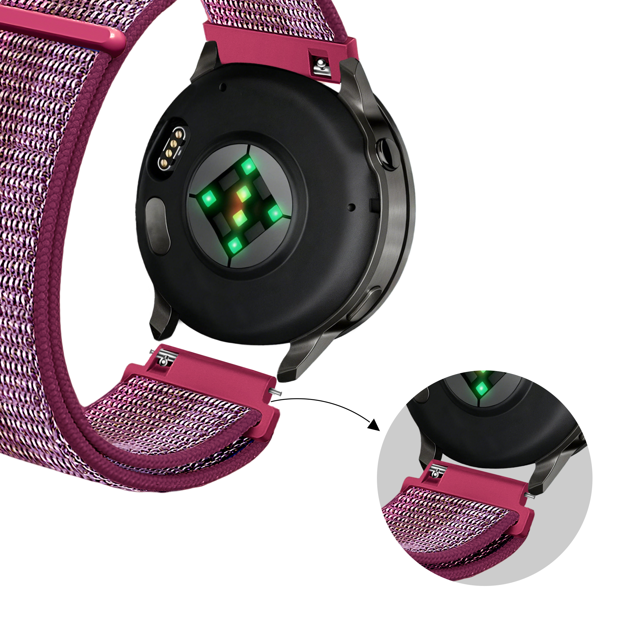 Bandz Garmin Forerunner 255s Nylon Loop Strap (Berry)