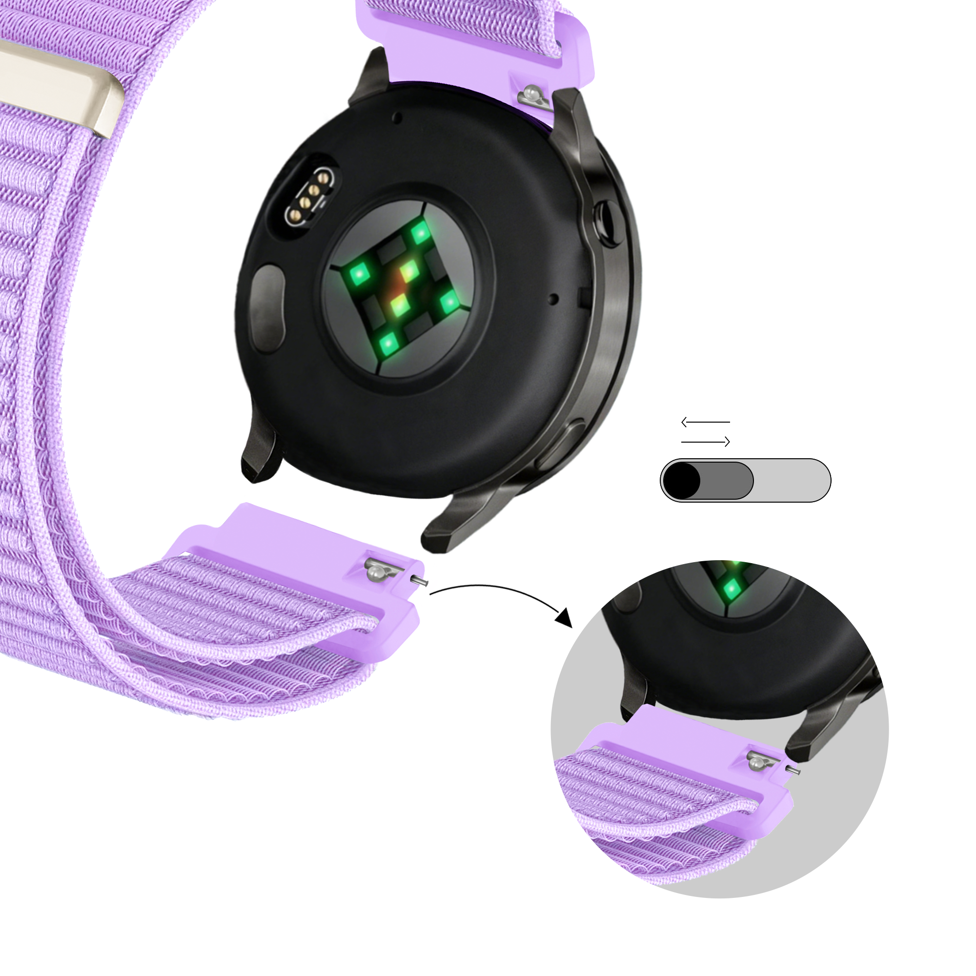 Bandz Garmin Vivomove 3s Nylon Strap 'Wave' (Light Purple)