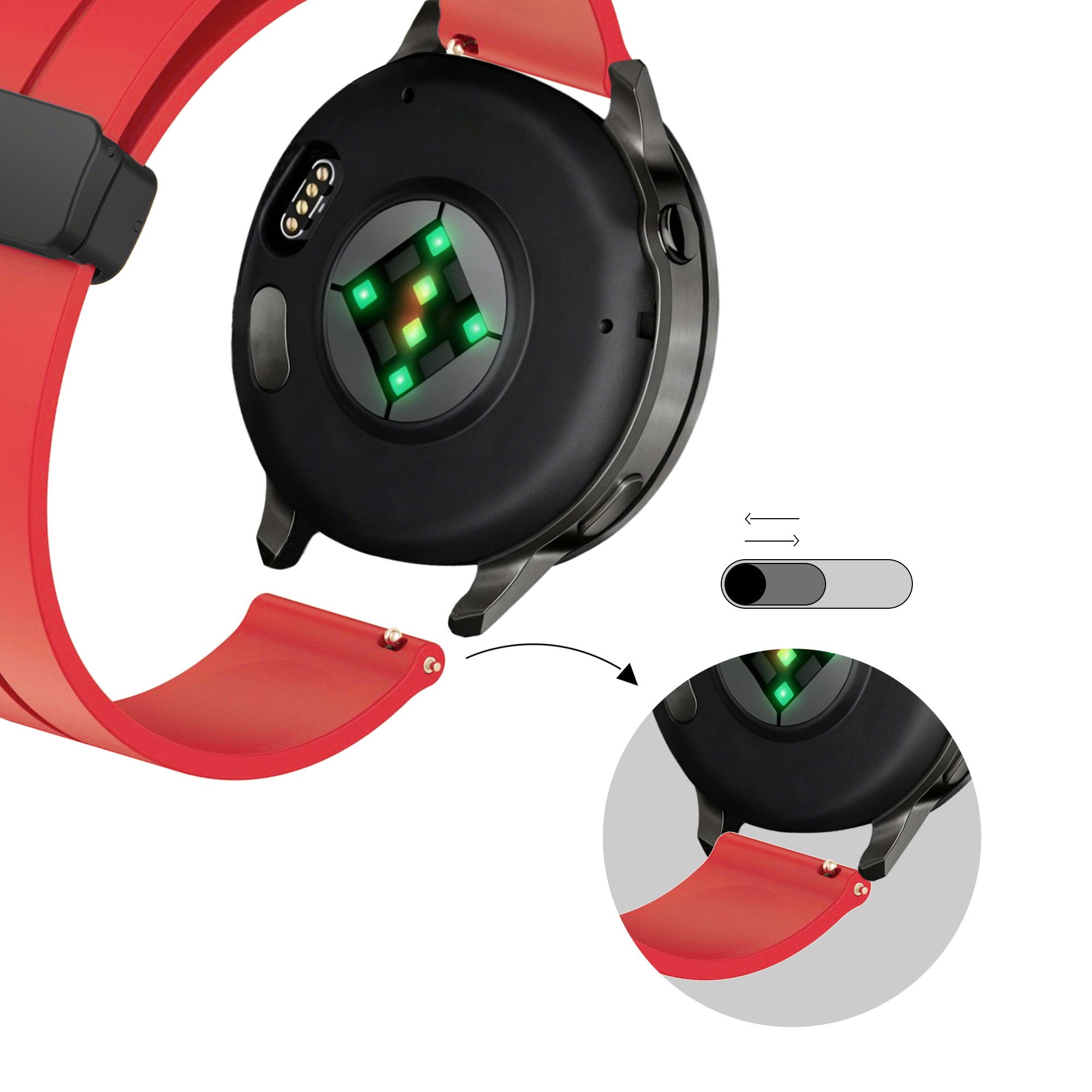 Bandz Correa silicona con hebilla-D Garmin Approach J1 (rojo)