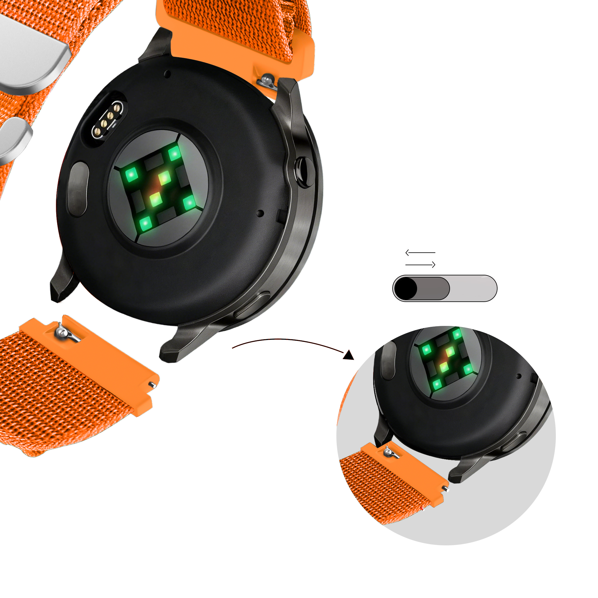 Bandz Correa nylon Alpine Garmin Approach S44 (naranja)