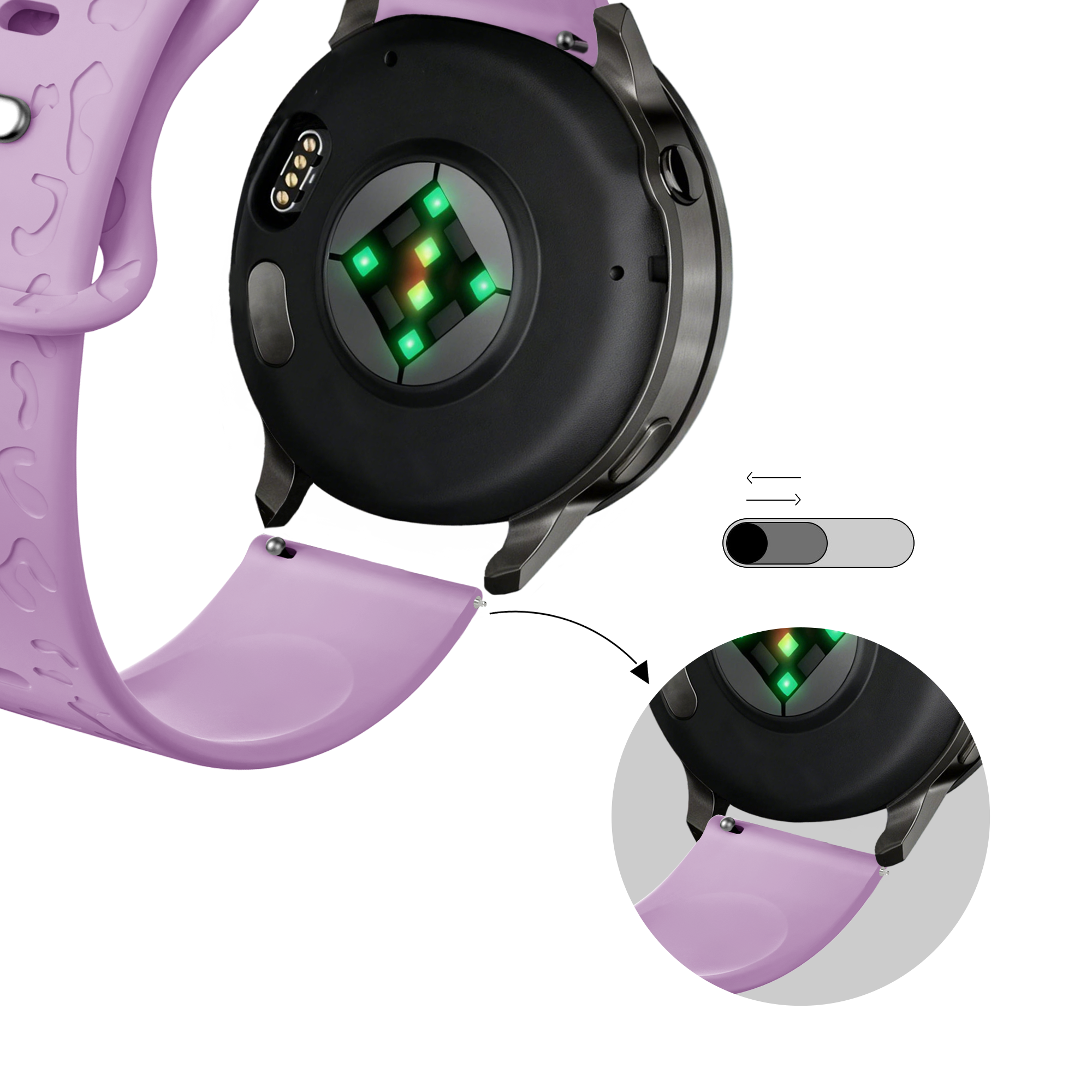 Bandz Correa silicona 'Leopard' Garmin Vivoactive 4s (violeta claro)