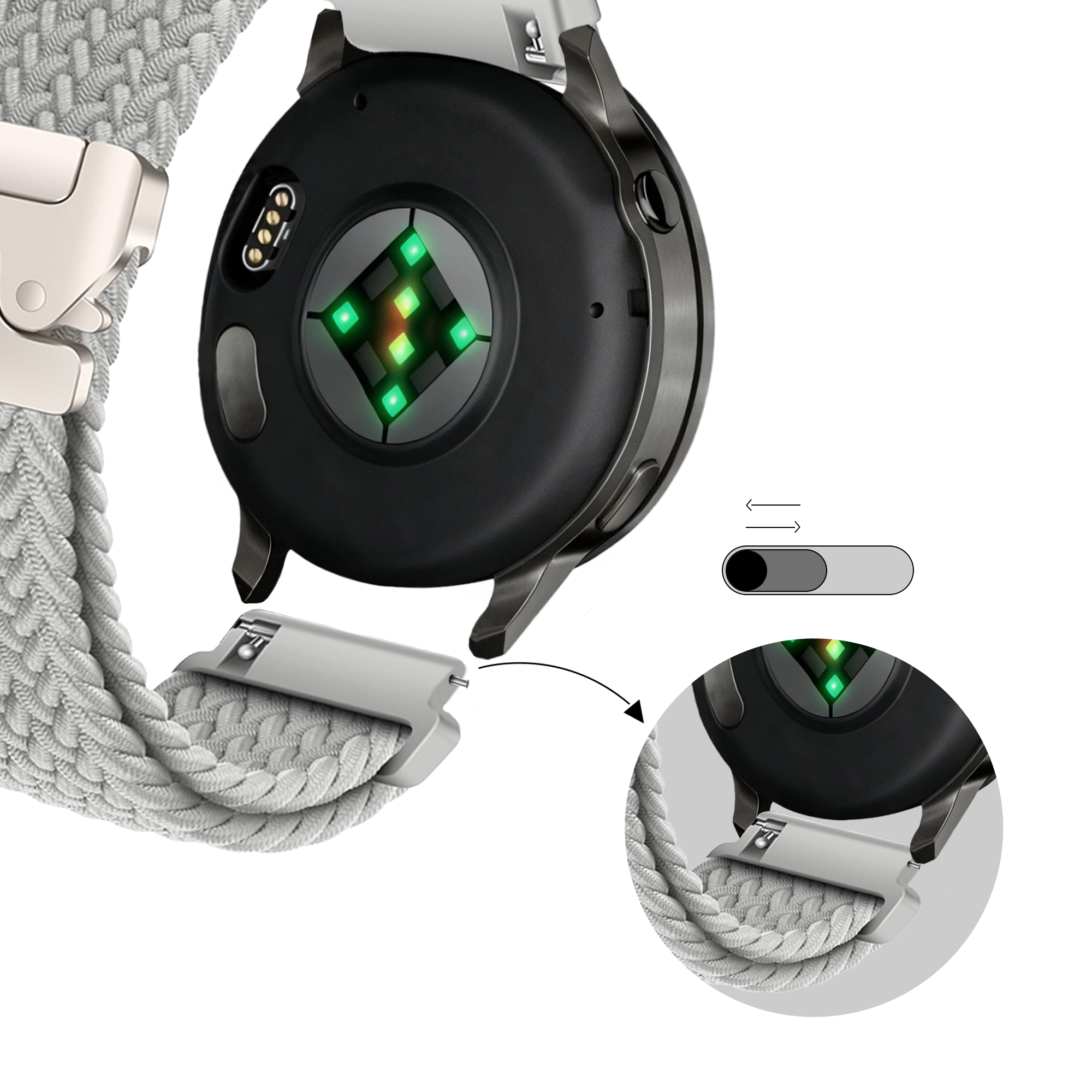 Bandz Correa trenzada 'Parachute' Garmin Forerunner 265 (gris claro)