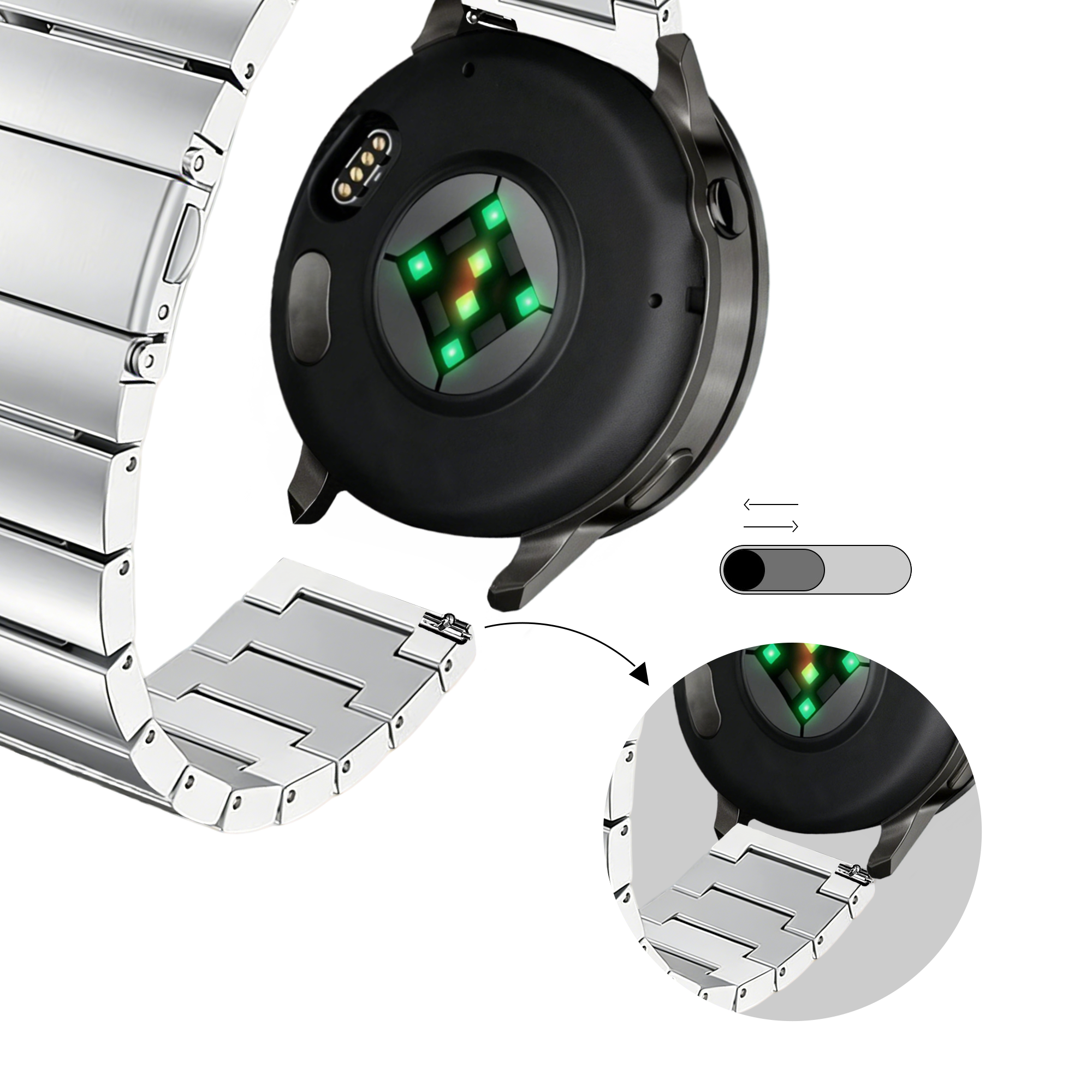 Bandz Correa acero 'One Bead' Garmin Approach S40 (plateado)