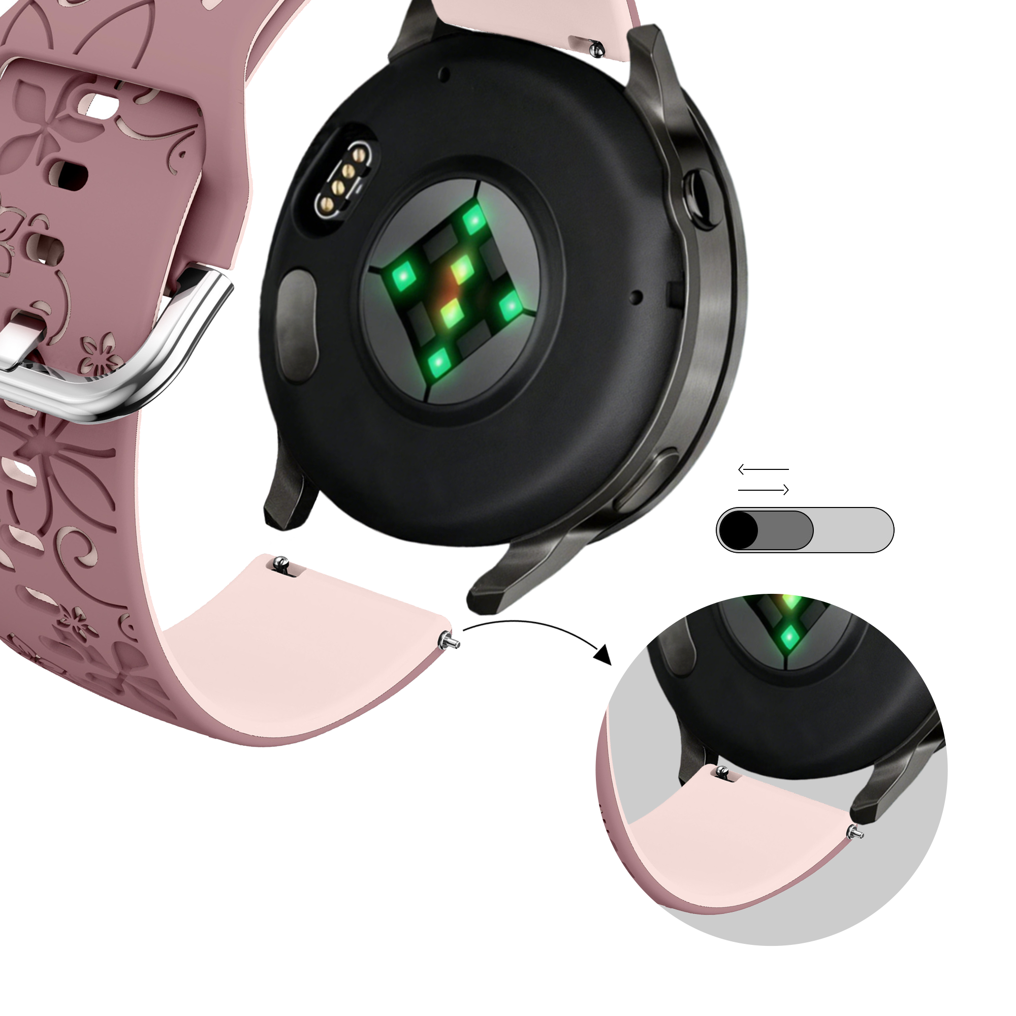 Bandz Correa silicona 'Flores' Garmin Approach S42 (púrpura/rosa claro)