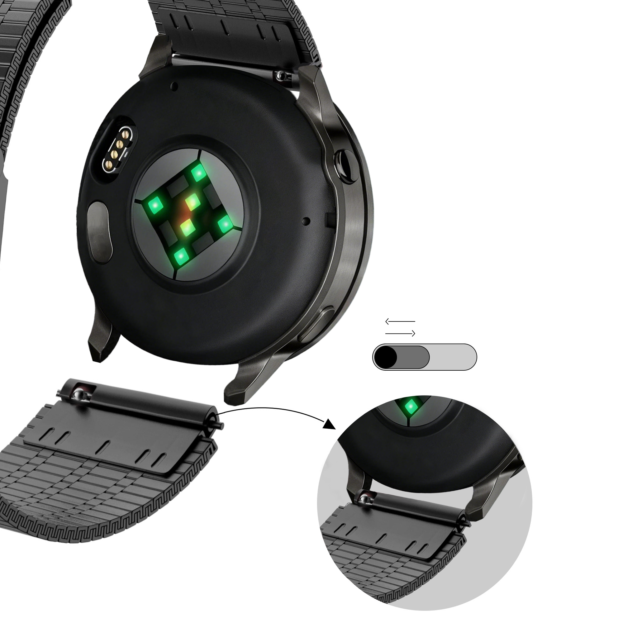 Bandz Correa acero ajustable Garmin D2 Air X15 (negro)