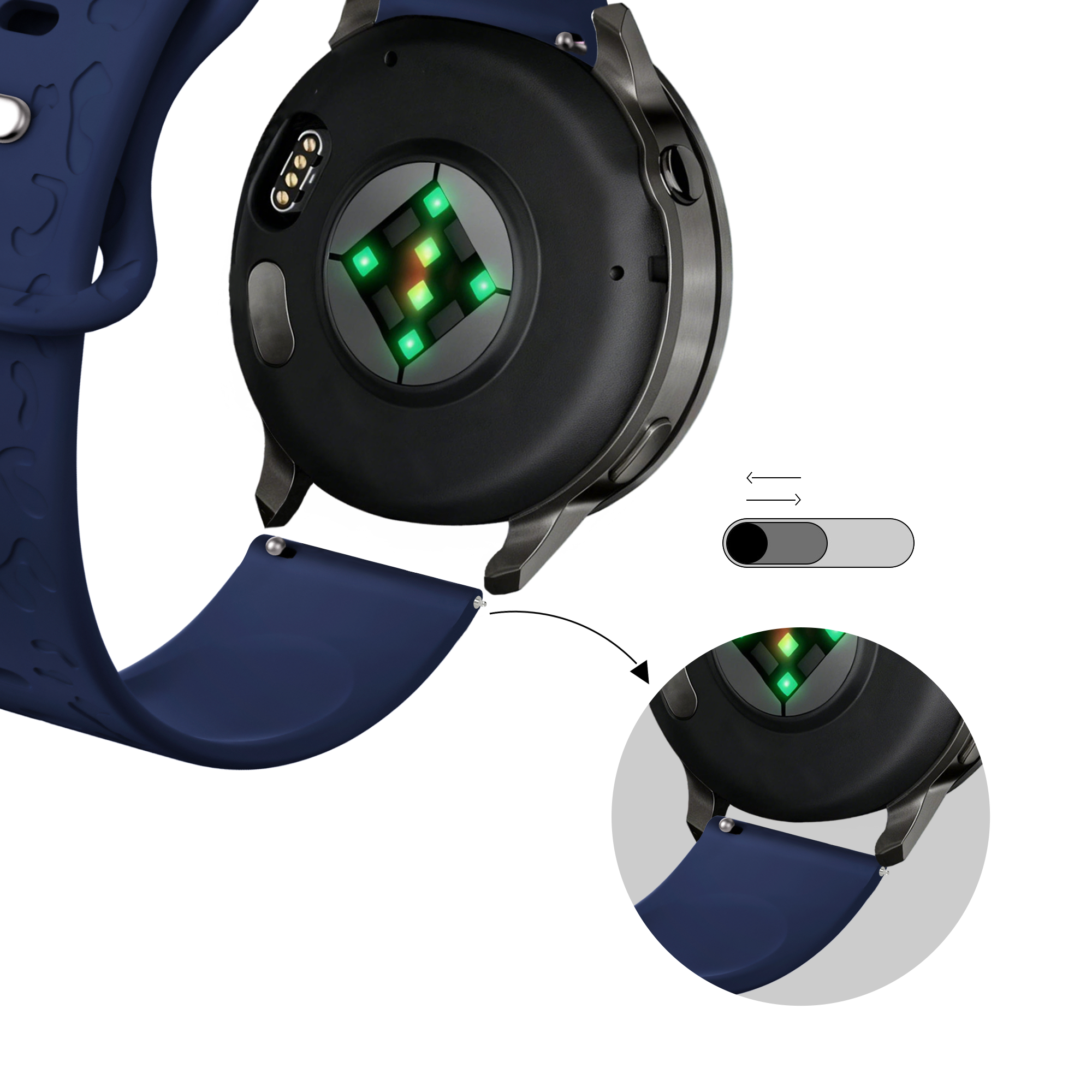 Bandz Correa silicona 'Leopard' Garmin Vivoactive 4s (azul oscuro)