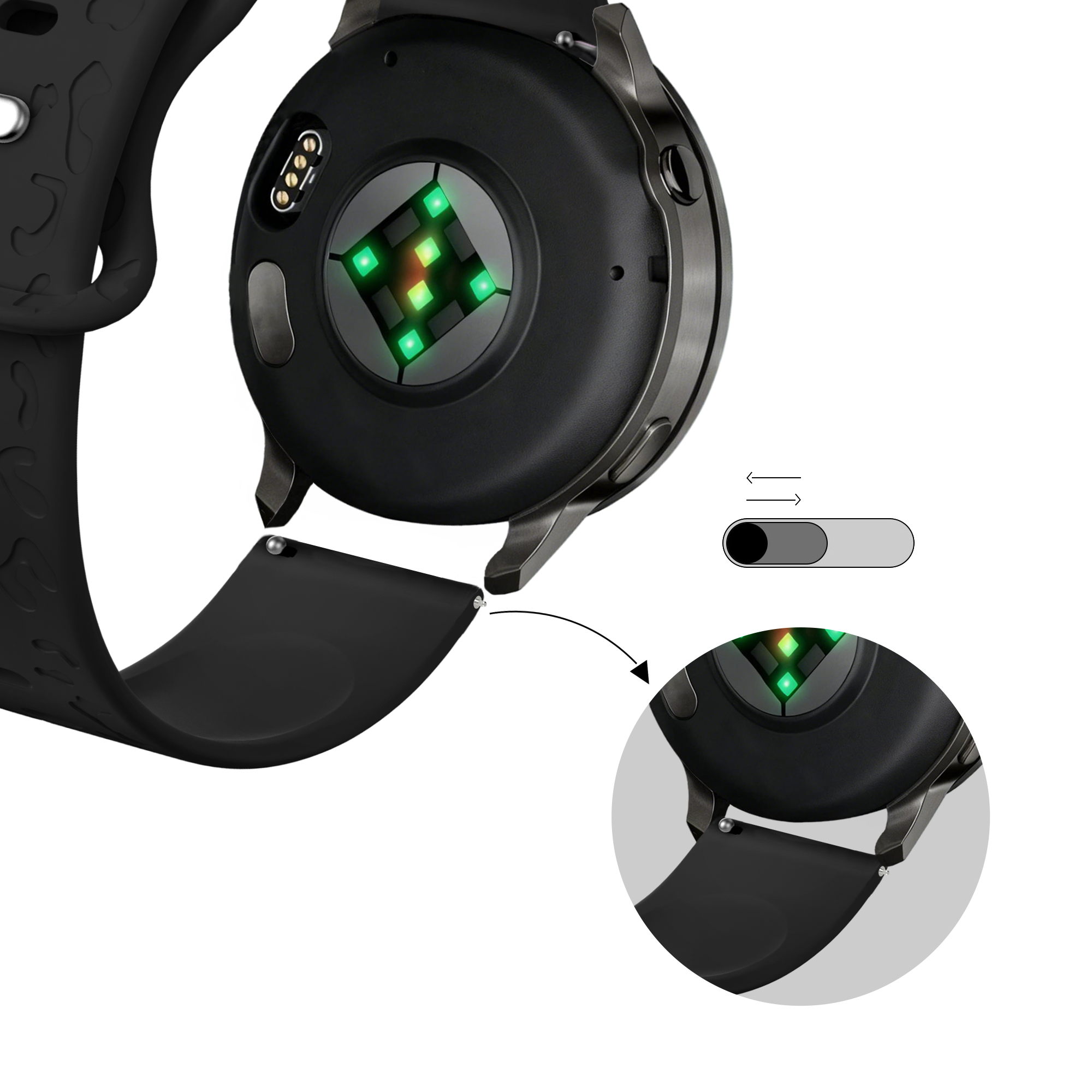 Bandz Correa silicona 'Leopard' Garmin Vivoactive 4s (negro)