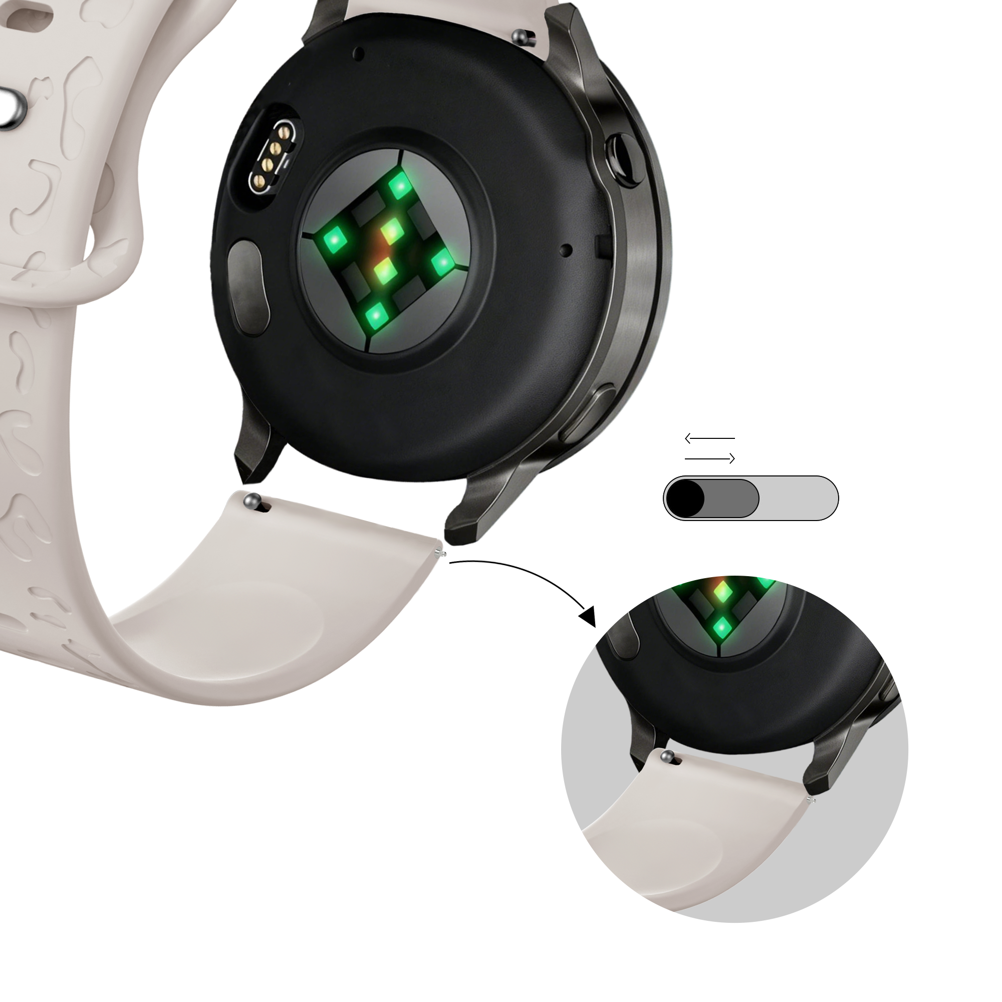 Bandz Correa silicona 'Leopard' Garmin Vivomove Sport (blanco estrella)