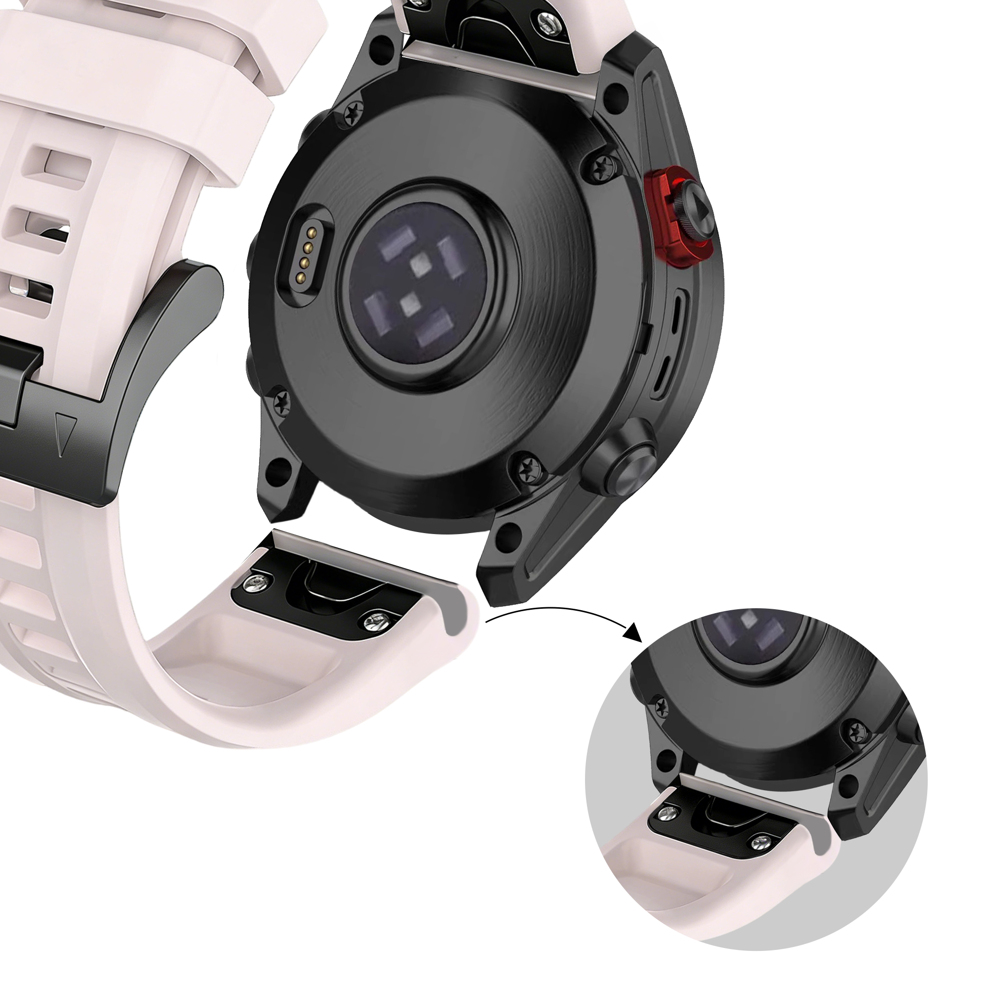 Bandz Garmin Descent Mk2S Silicone Strap 'Classic' (Light Pink)