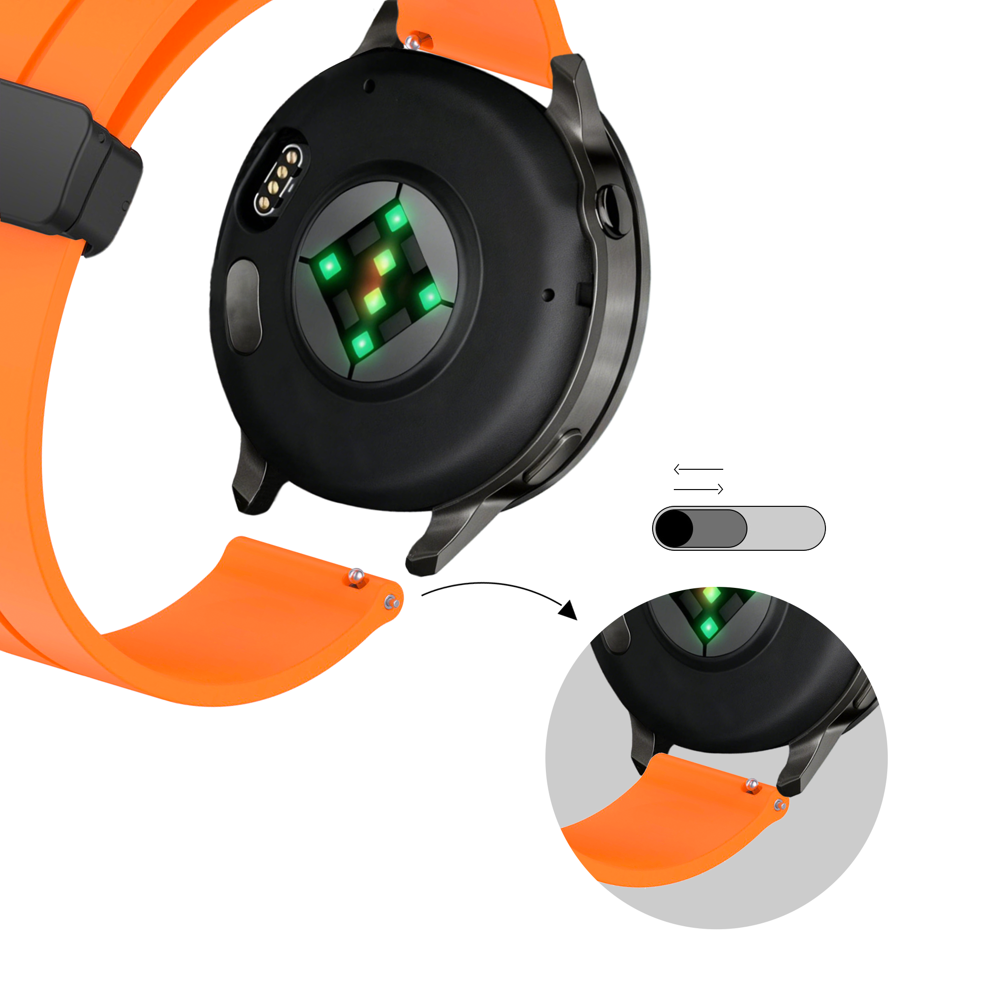 Bandz Correa silicona con hebilla Garmin Forerunner 255 (naranja)