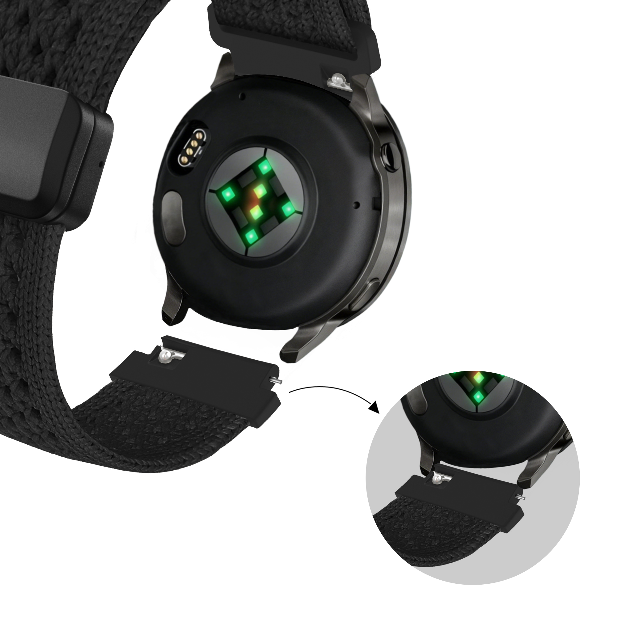 Bandz Amazfit Bip U Vintage Nylon Strap (Black)