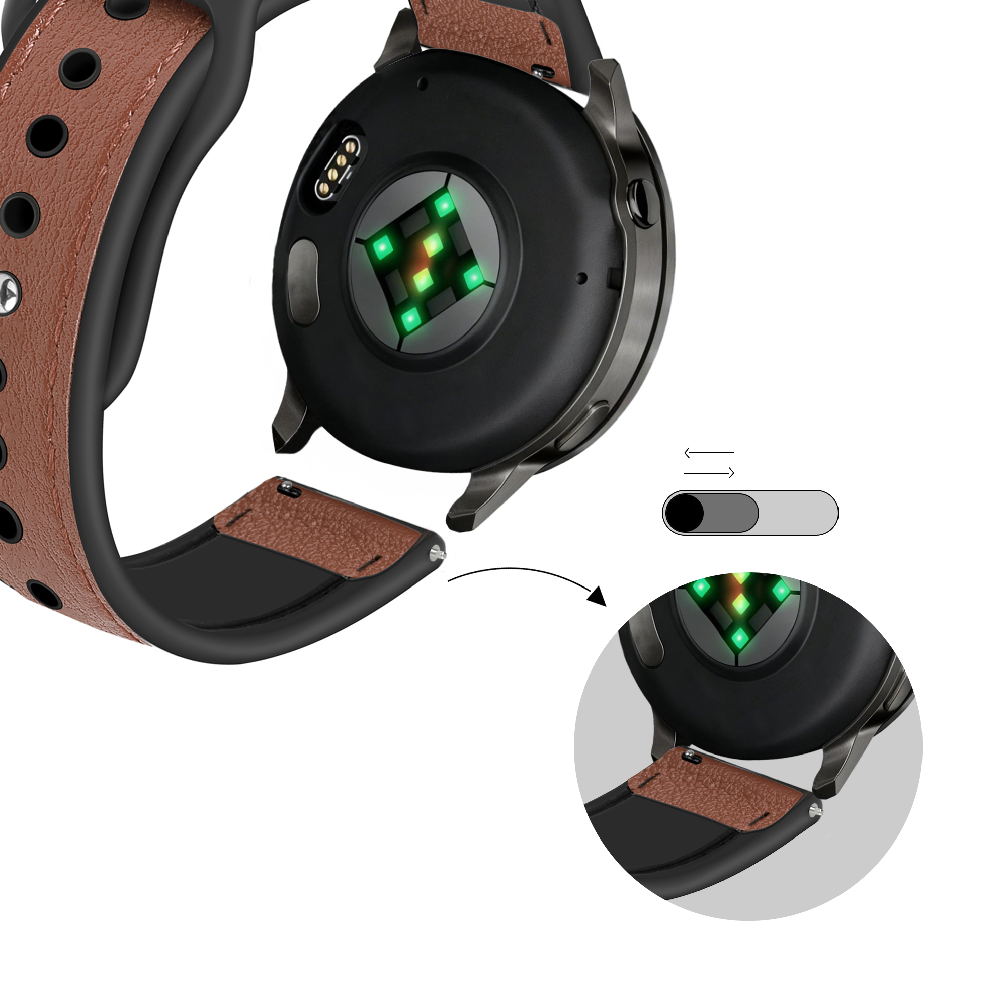 Bandz Correa cuero 'Híbrida' Garmin Bounce 2 (marrón)