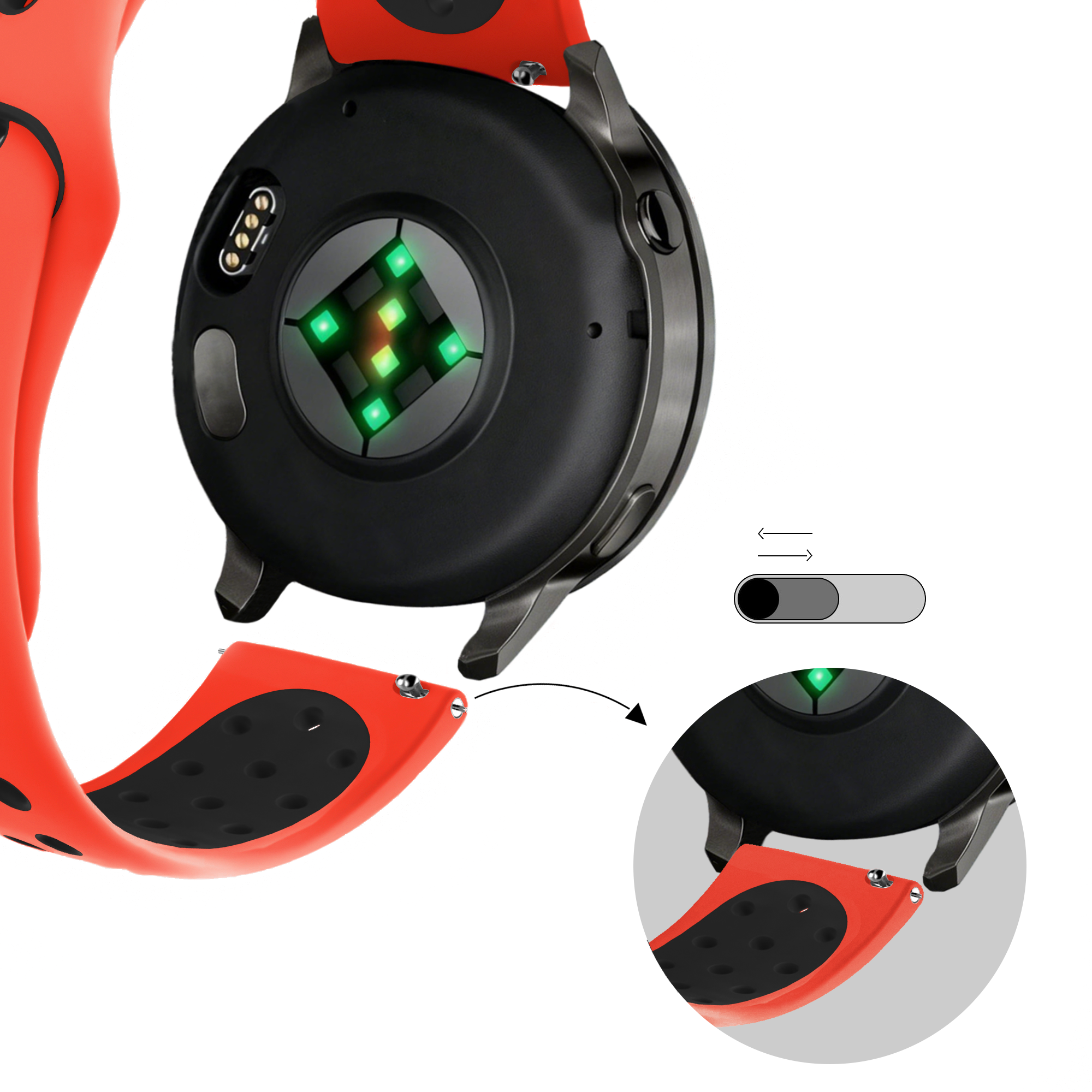 Bandz Garmin Vivoactive 3 Sport Strap 'Deluxe' (Red/Black)