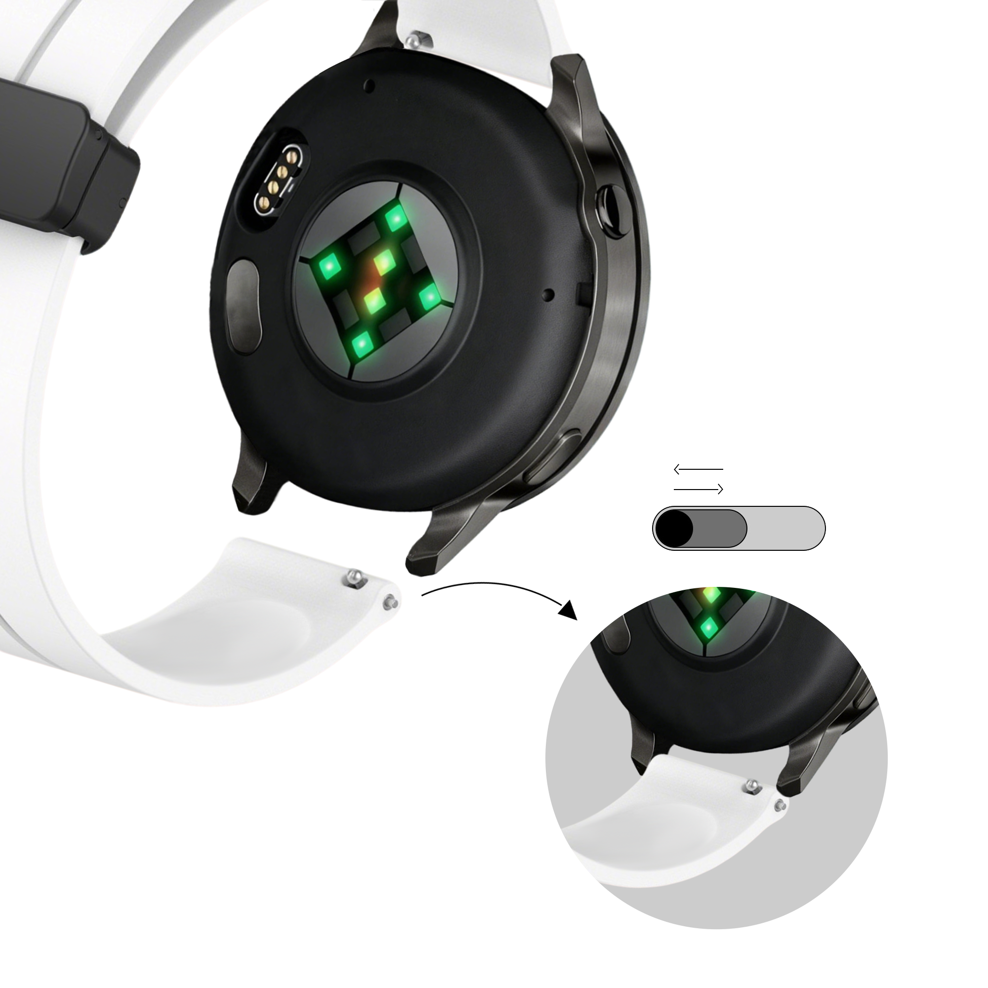 Bandz Garmin Approach S44 Silicone Strap with D-Buckle (White)