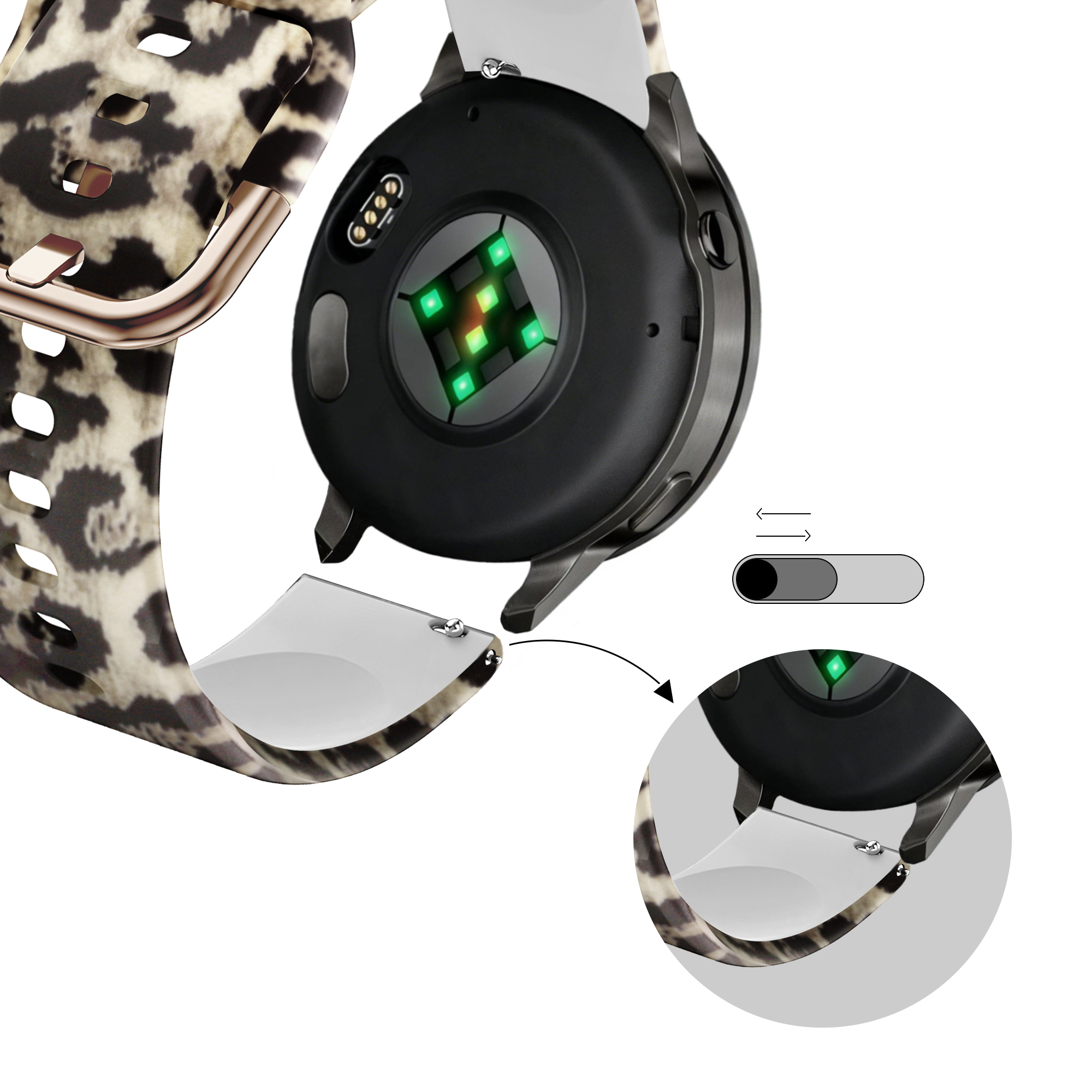 Bandz Correa silicona 'Lucky Leopard' Garmin Vivoactive 4s