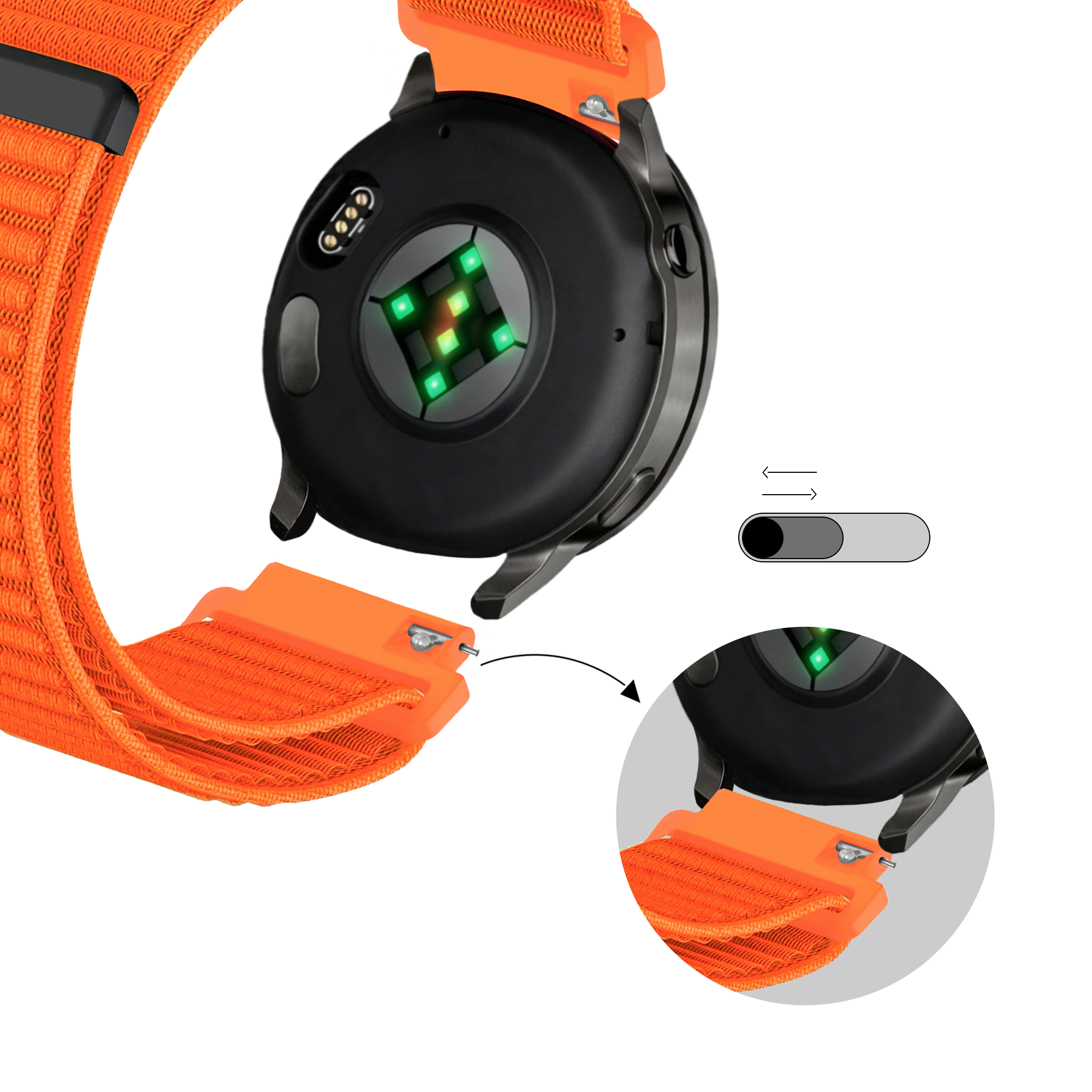 Bandz Garmin Forerunner 265 Nylon Strap 'Wave' (Orange)