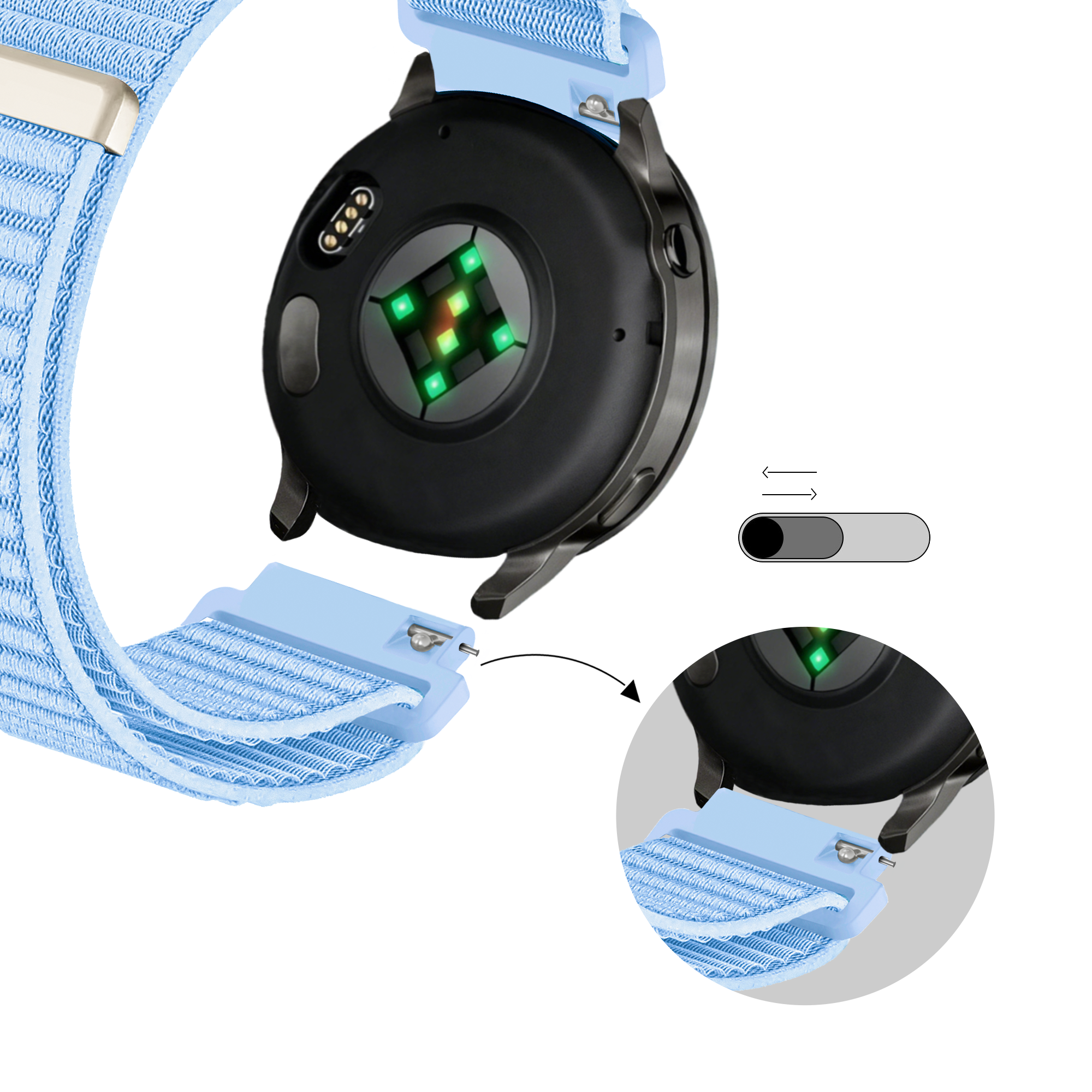 Bandz Correa nylon 'Wave' Garmin Approach S42 (azul claro)