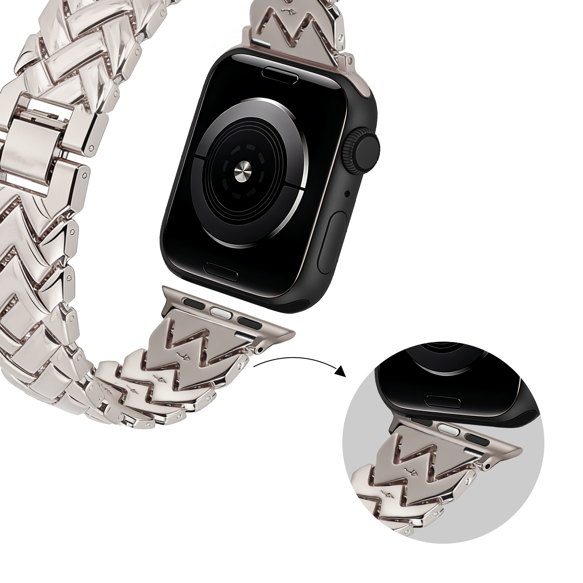 Bandz Correa metálica 'V-Type' Apple Watch (blanco estrella)