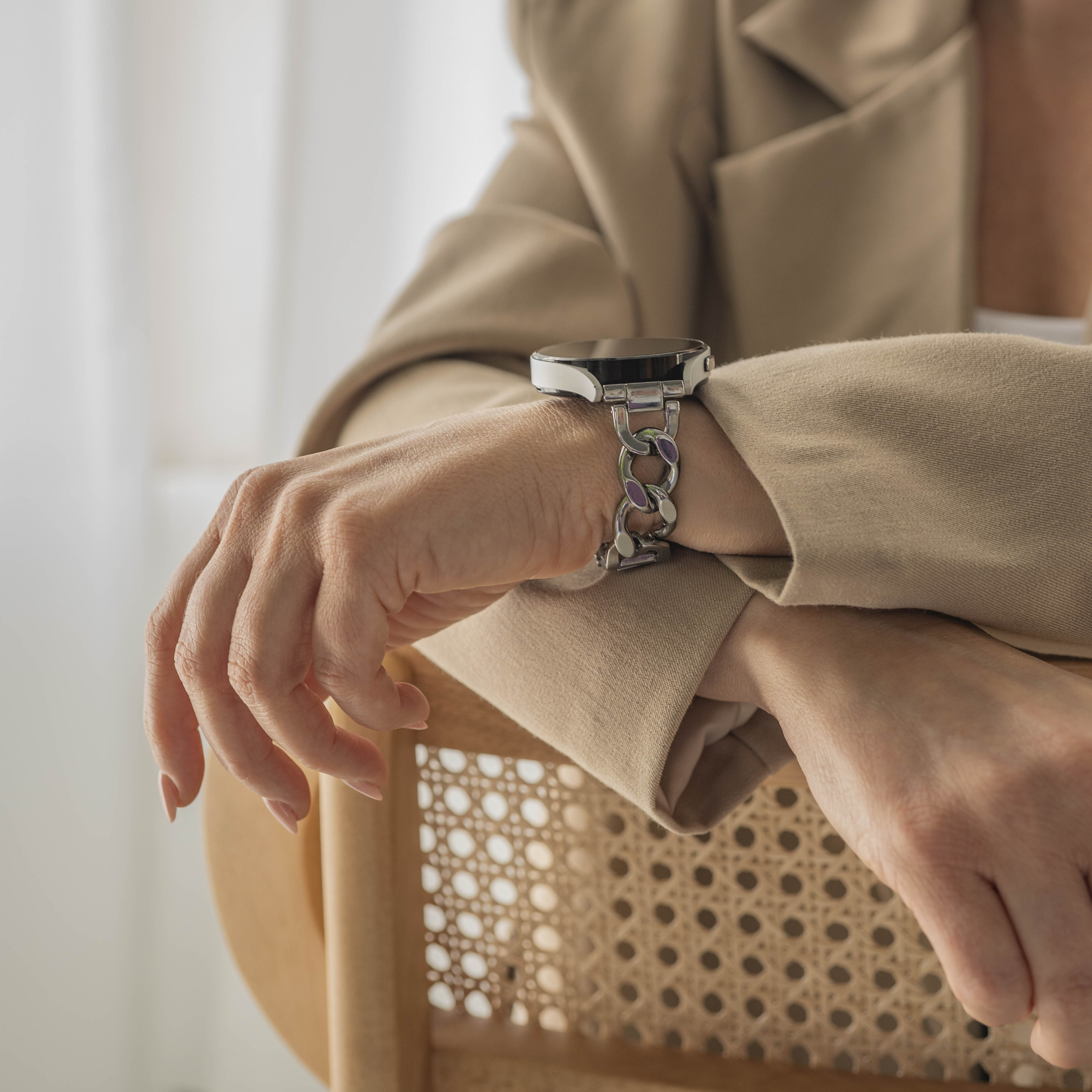 Correa cadena de acero Samsung Galaxy Watch Active (plata)