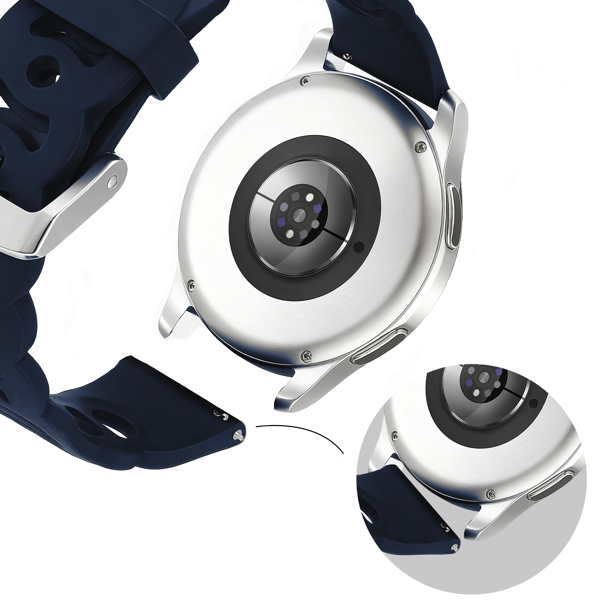 Bandz Amazfit Bip 3 (Pro) Silicone Strap 'Chains' (Dark Blue)