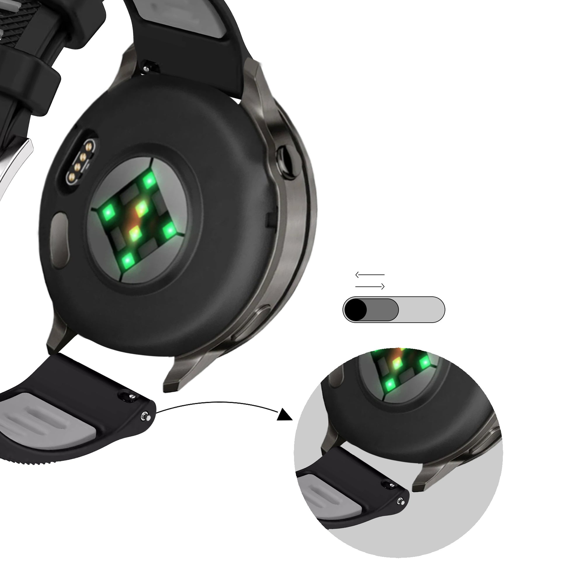 Bandz Correa deportiva con hebilla Garmin Venu 2s (negro/gris)