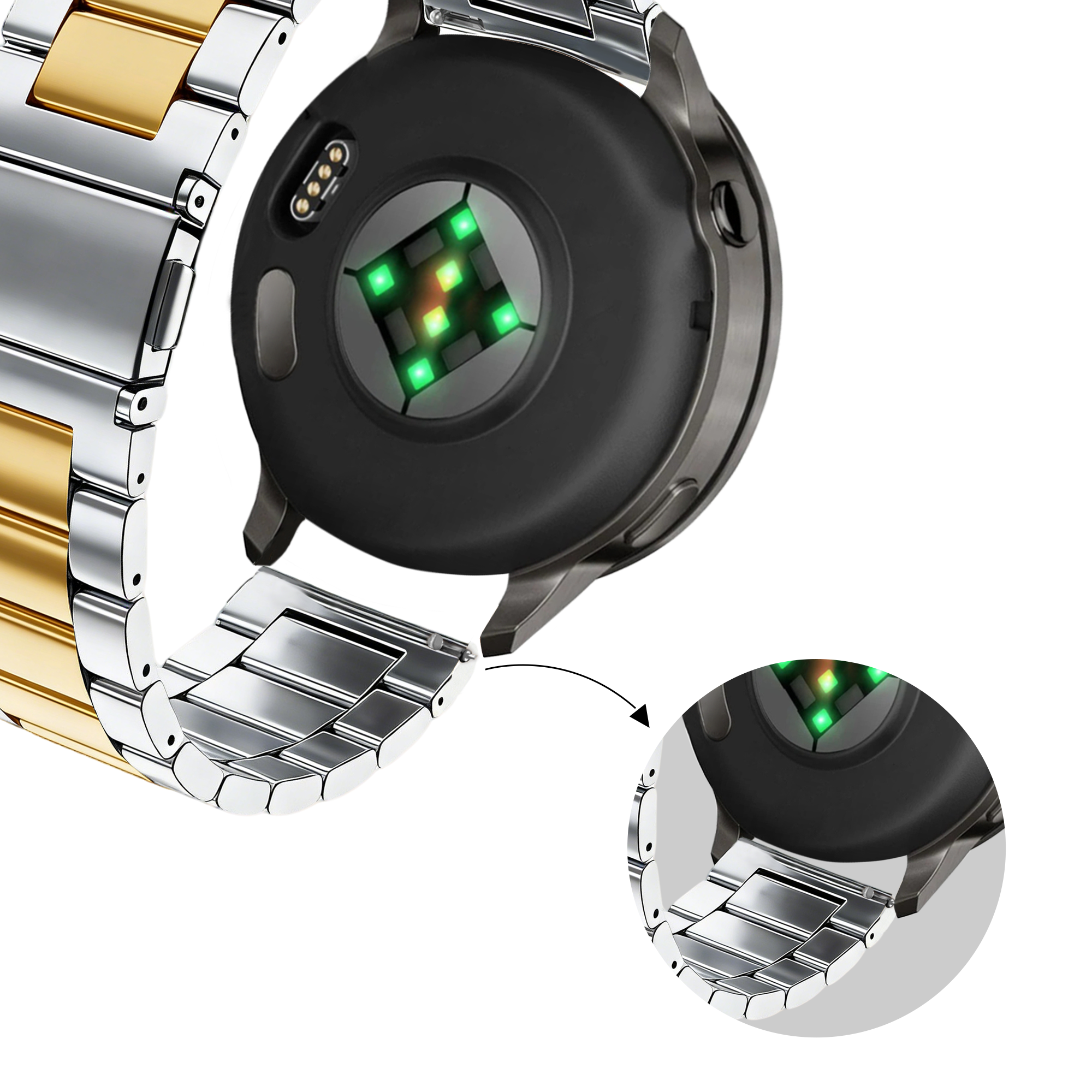 Bandz Correa acero 'Classic' Garmin Vivomove Trend (plateado/dorado)