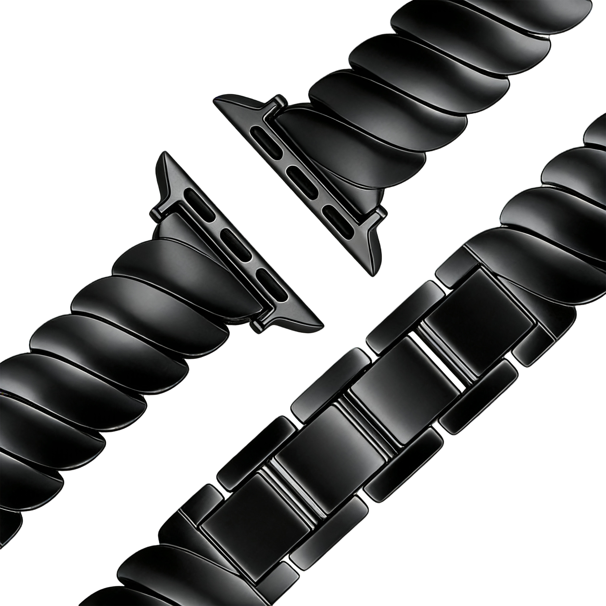 Bandz Apple Watch Premium Metal Strap 'Twisted' (Black)