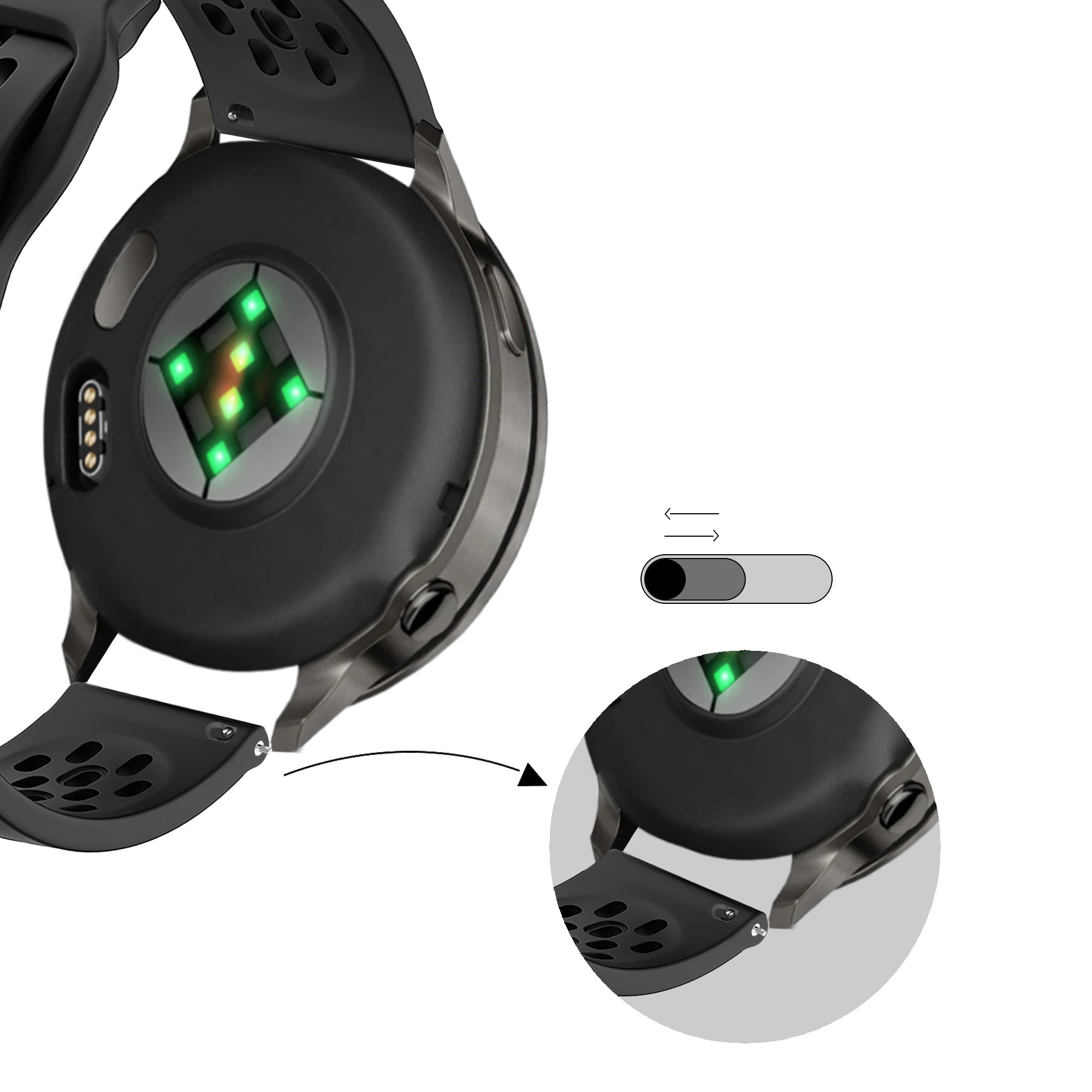 Bandz Correa silicona 'Air' Garmin Forerunner 570 - 47mm (negro)