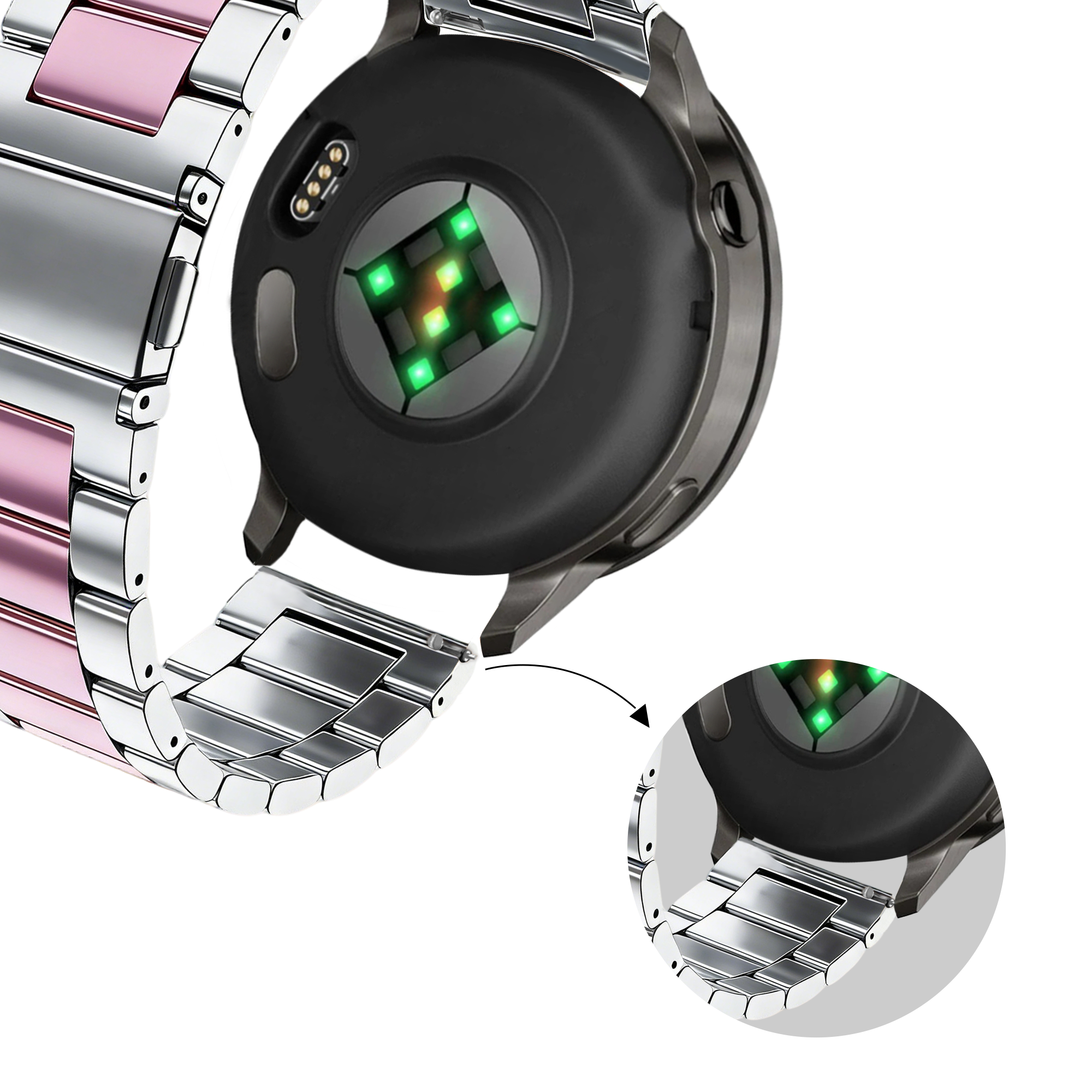 Bandz Correa acero 'Classic' Garmin Vivomove Trend (plateado/rosa)