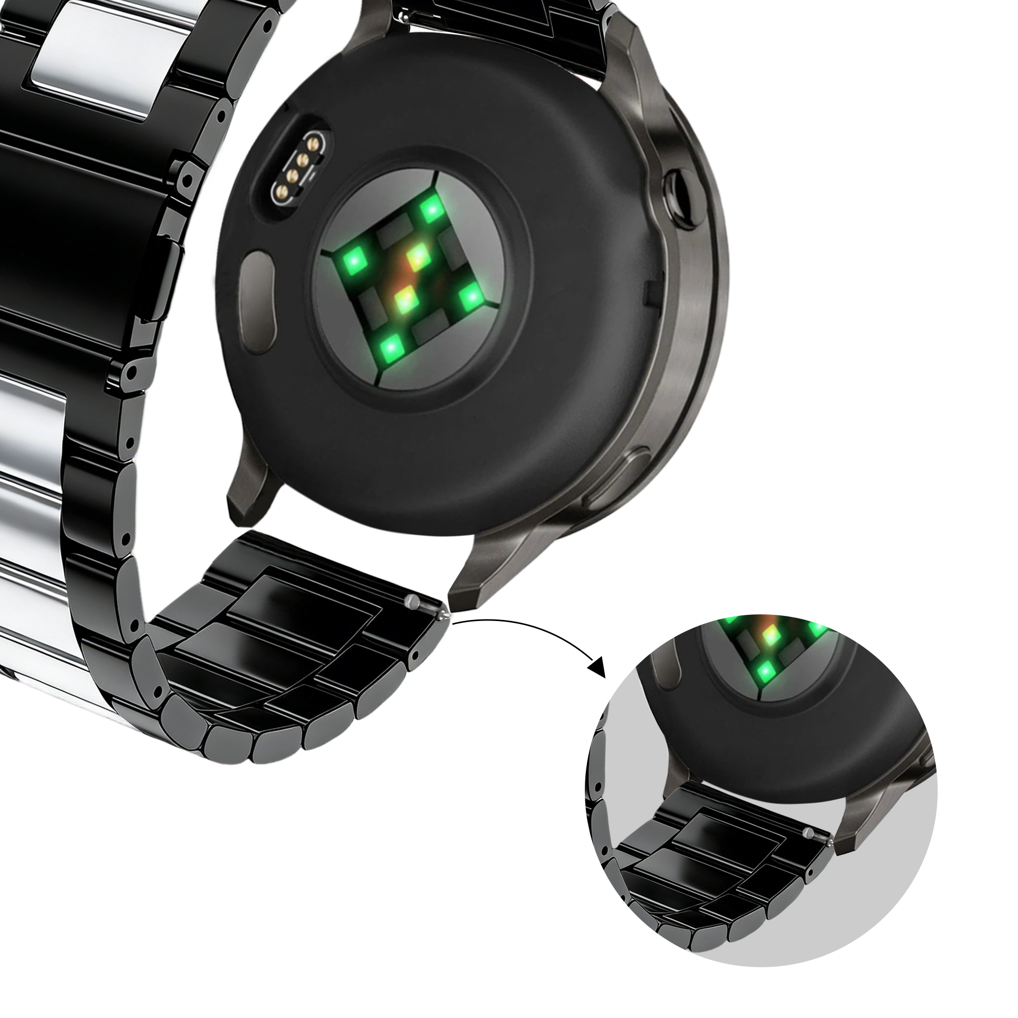 Bandz Correa acero 'Classic' Garmin Forerunner 265 (negro/plateado)