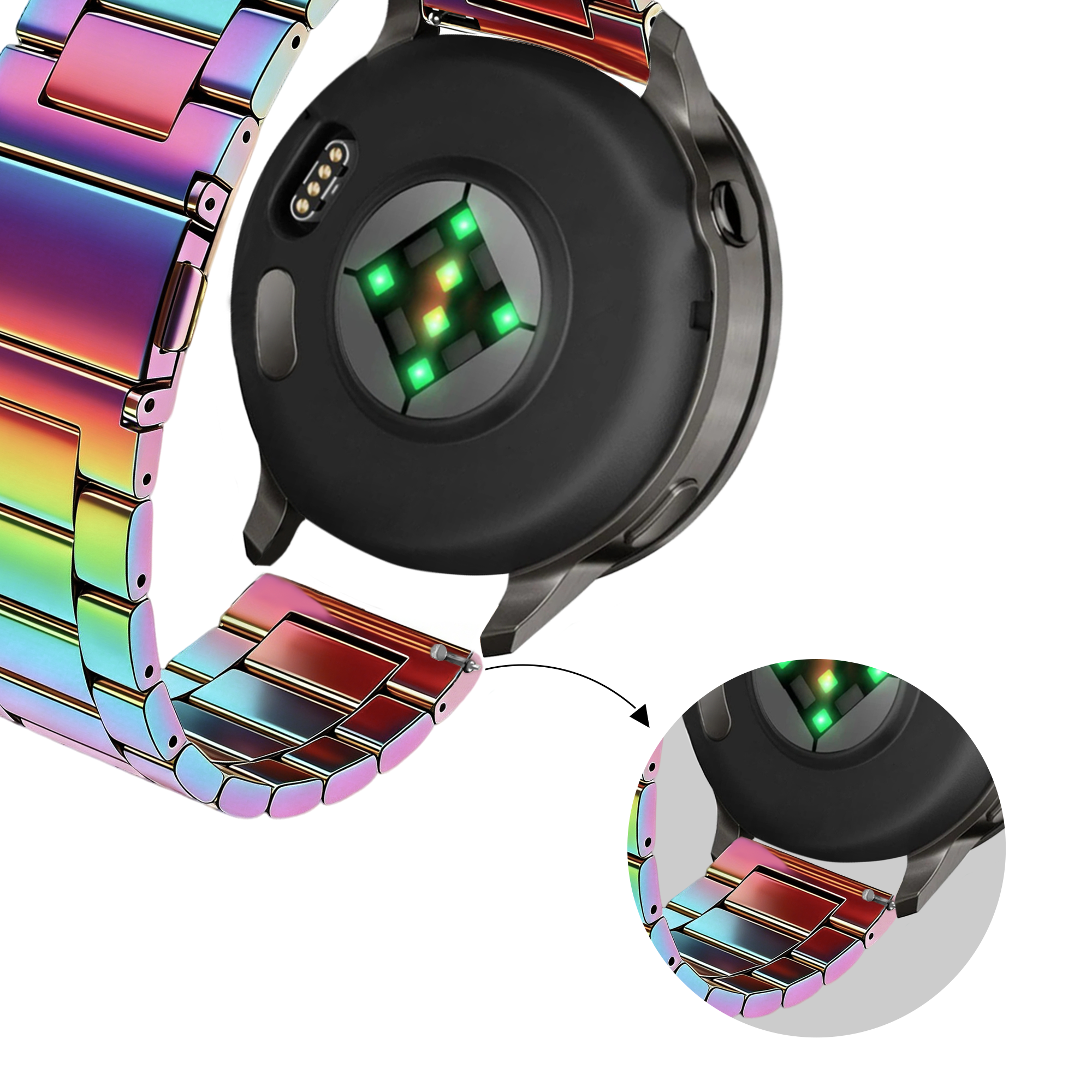 Bandz Correa acero 'Classic' Garmin Bounce 2 (arcoíris)