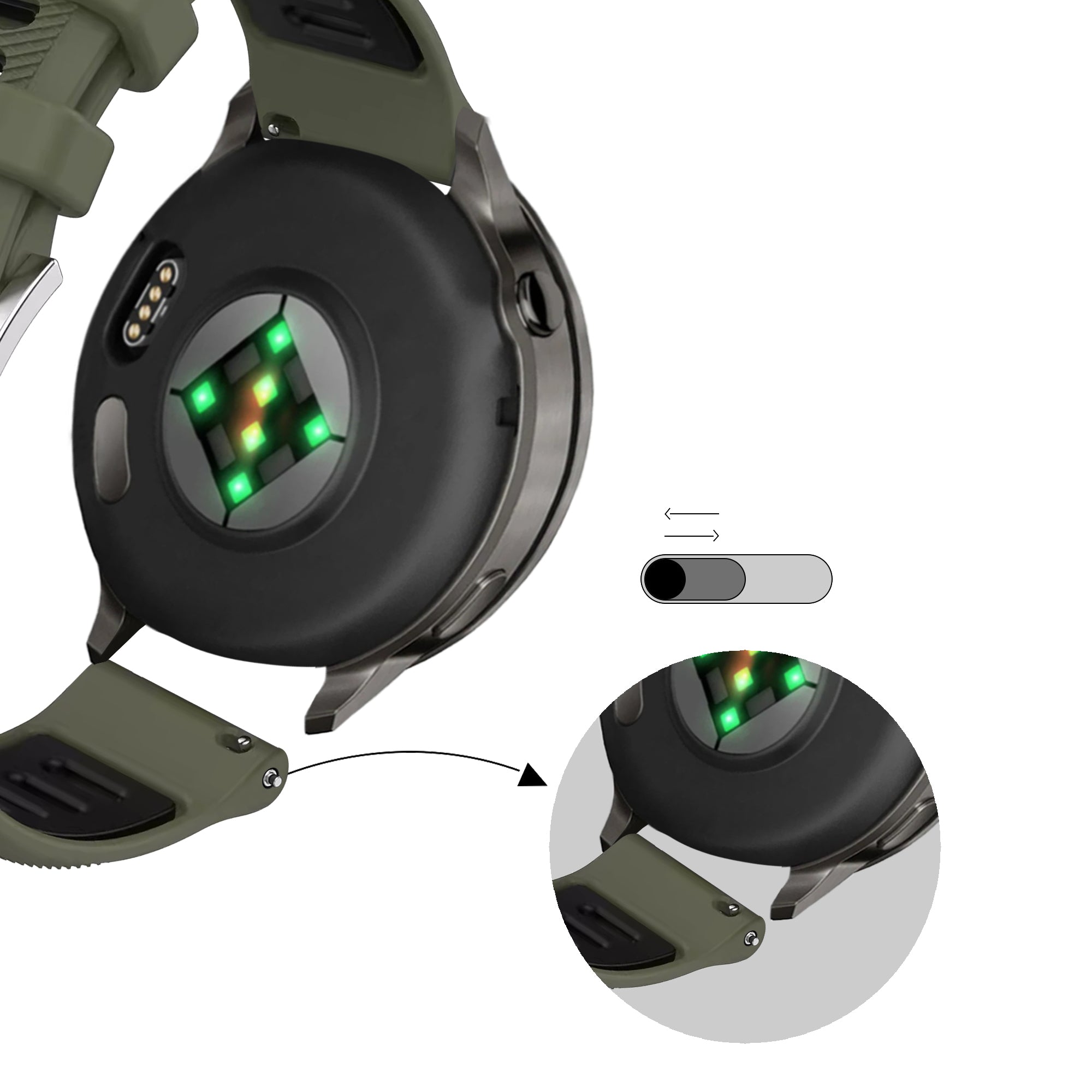 Bandz Correa deportiva con hebilla Garmin Venu 2s (verde oliva/negro)