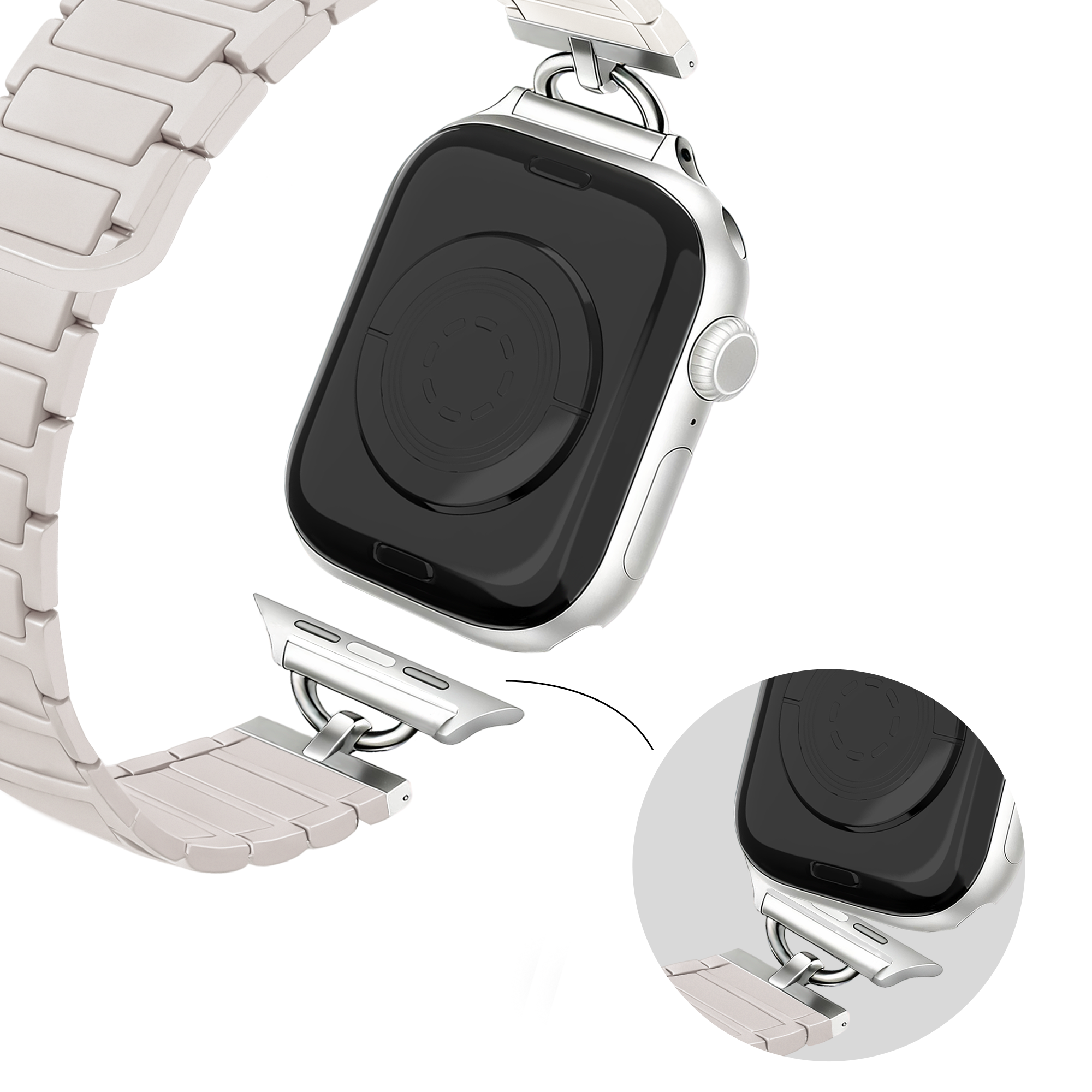 Bandz Apple Watch Magnetic Silicone Strap 'Slim' (Starlight)
