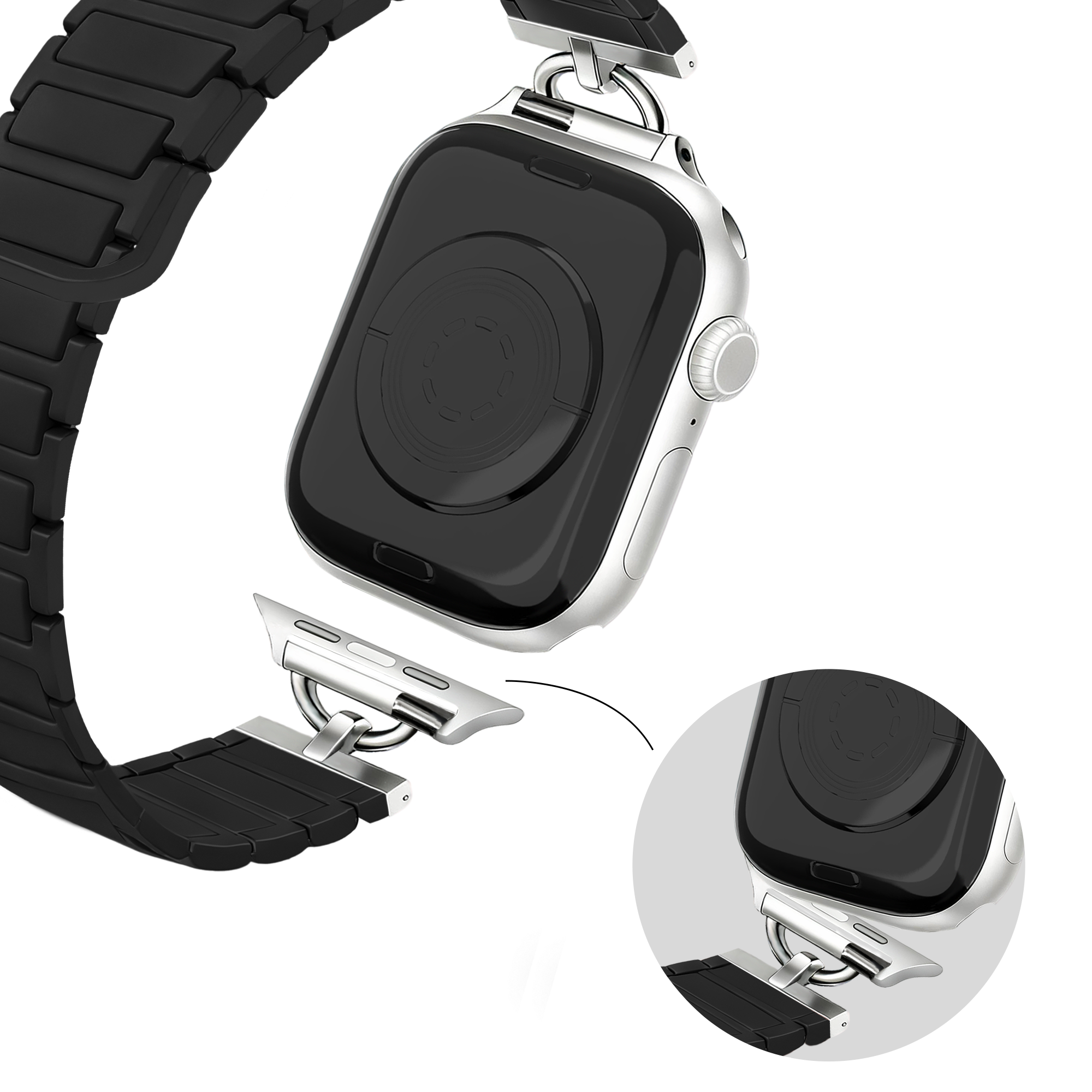 Bandz Correa silicona magnético 'fino' Apple Watch (negro)