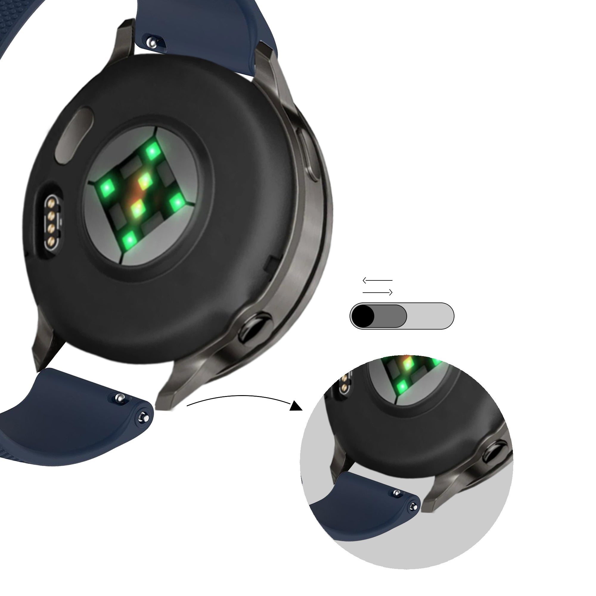 Bandz Garmin Forerunner 570 - 47mm Silicone Strap 'Premium' (Dark Blue)