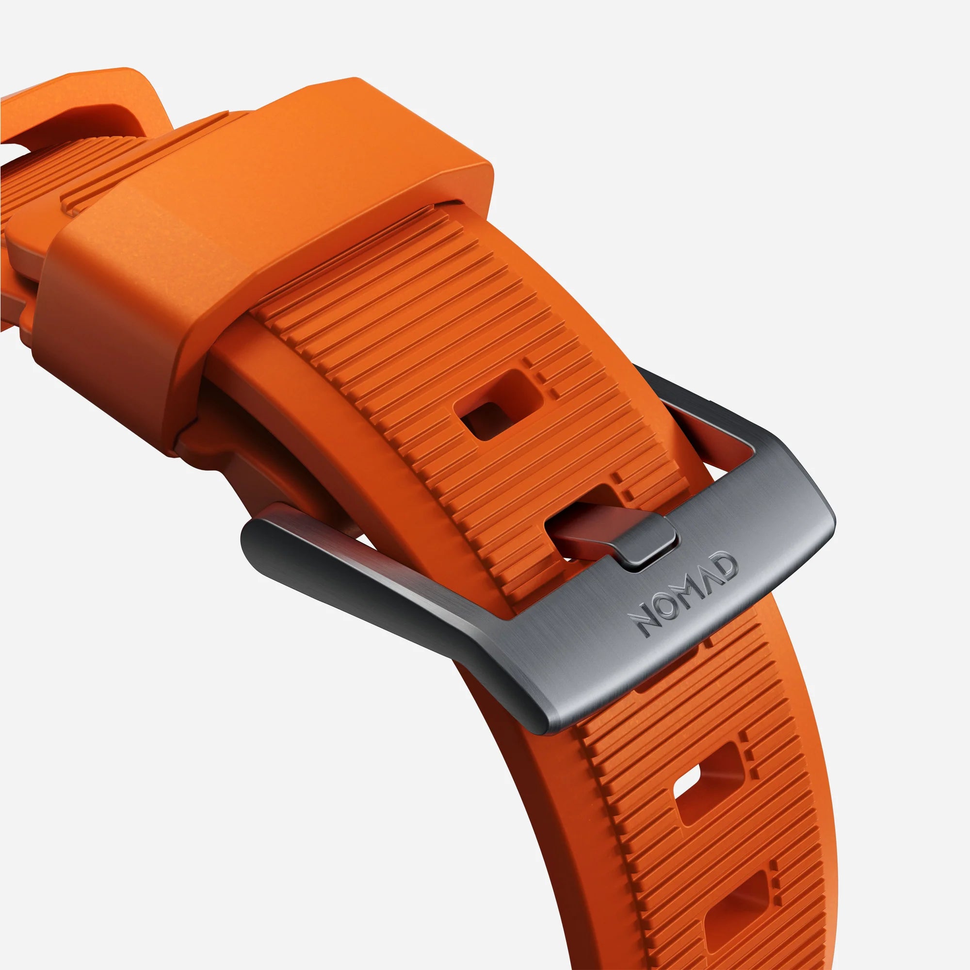 Nomad Correa de silicona resistente Apple Watch (plateado/ultra naranja)