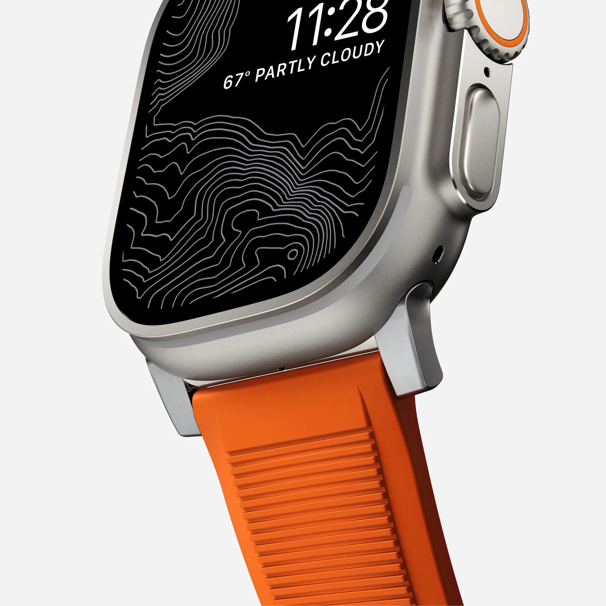 Nomad Correa de silicona resistente Apple Watch (plateado/ultra naranja)