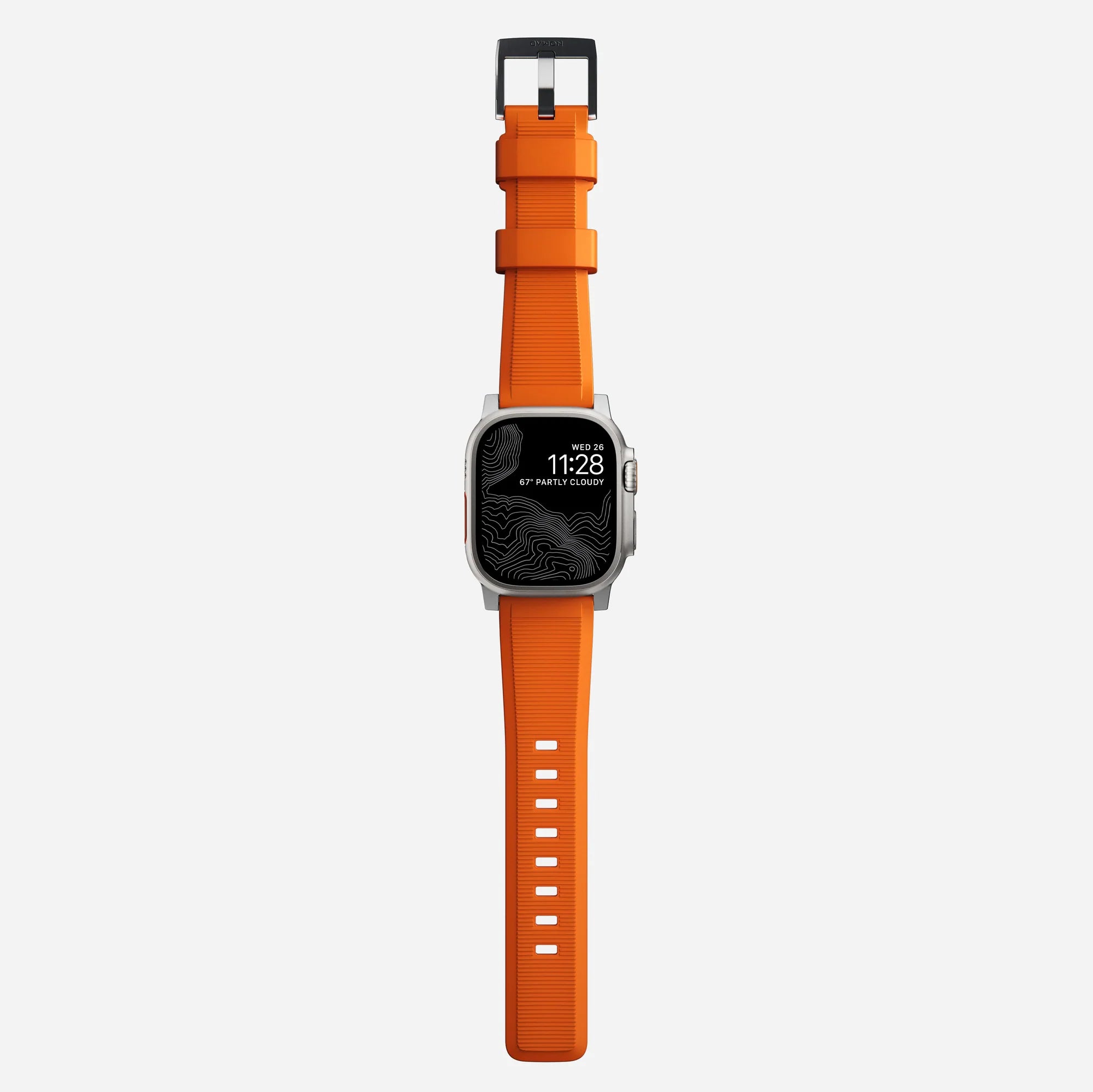 Nomad Correa de silicona resistente Apple Watch (plateado/ultra naranja)