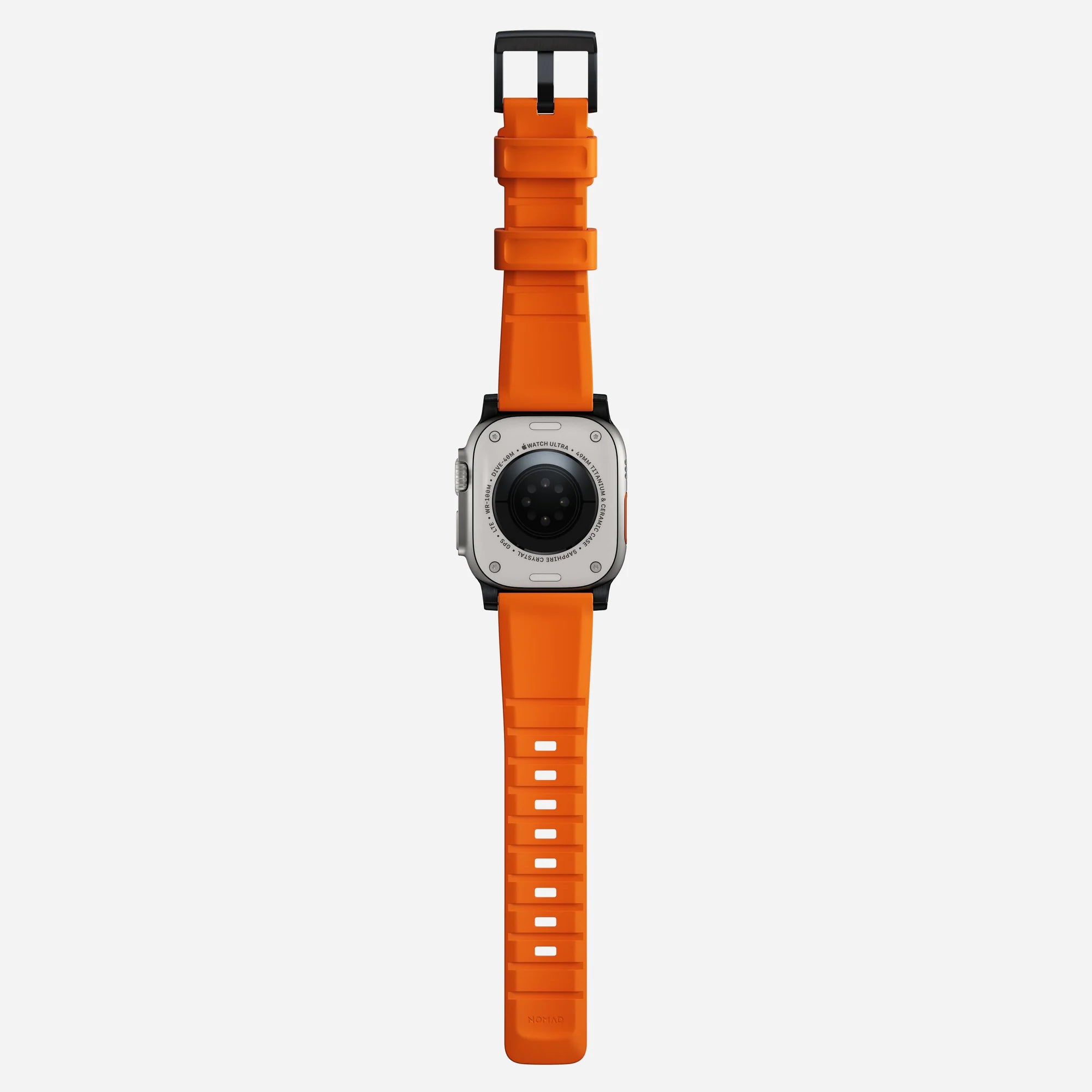 Nomad Correa de silicona resistente Apple Watch (plateado/ultra naranja)