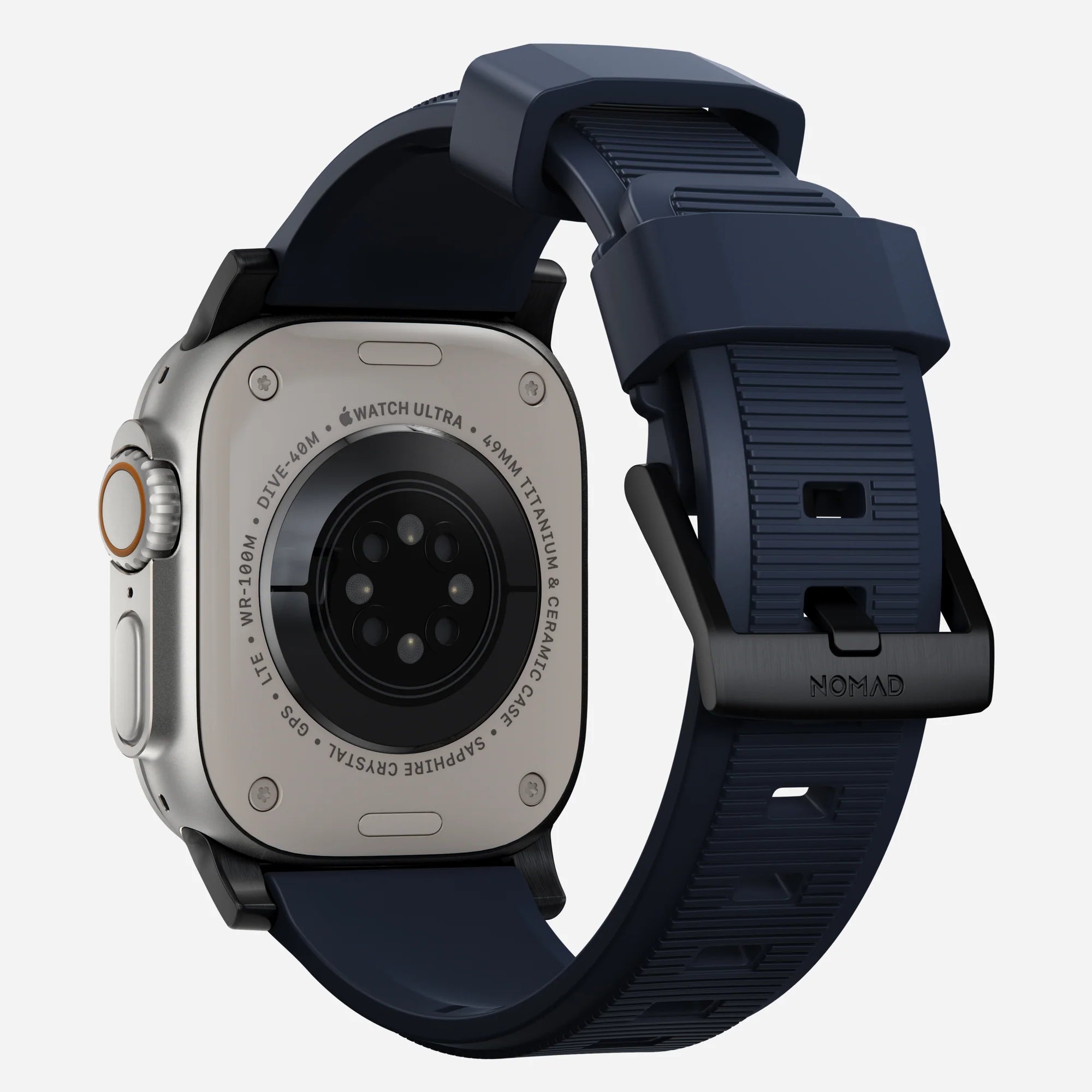 Nomad Correa de silicona resistente Apple Watch (negro/azul atlantico)
