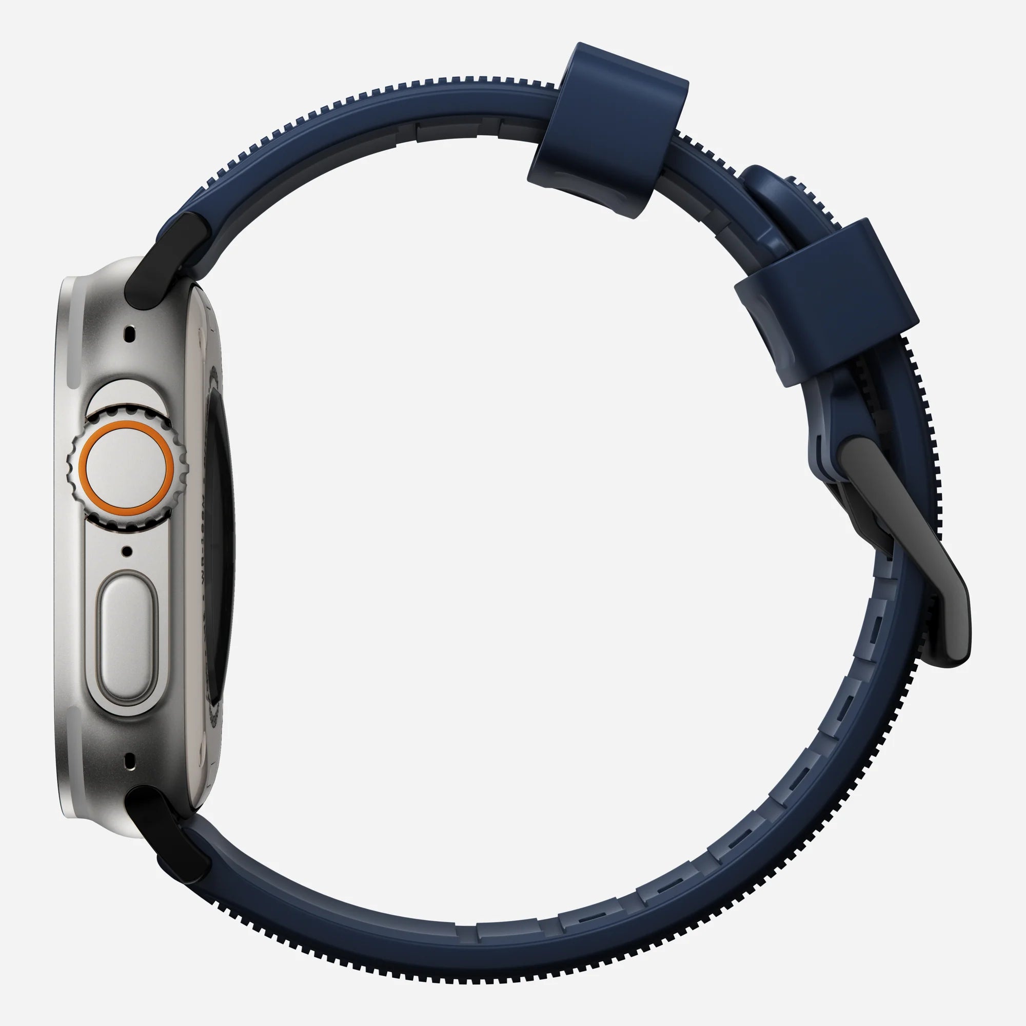 Nomad Correa de silicona resistente Apple Watch (negro/azul atlantico)