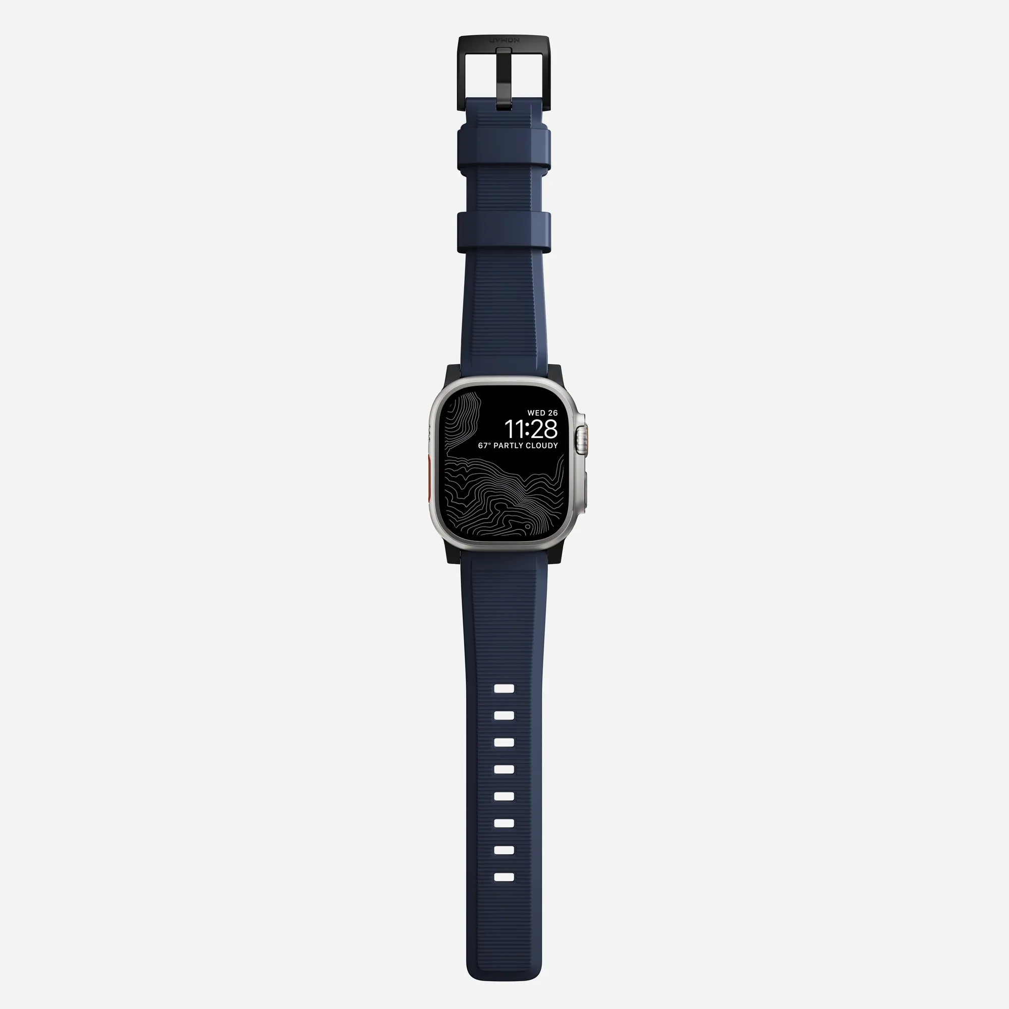 Nomad Correa de silicona resistente Apple Watch (negro/azul atlantico)
