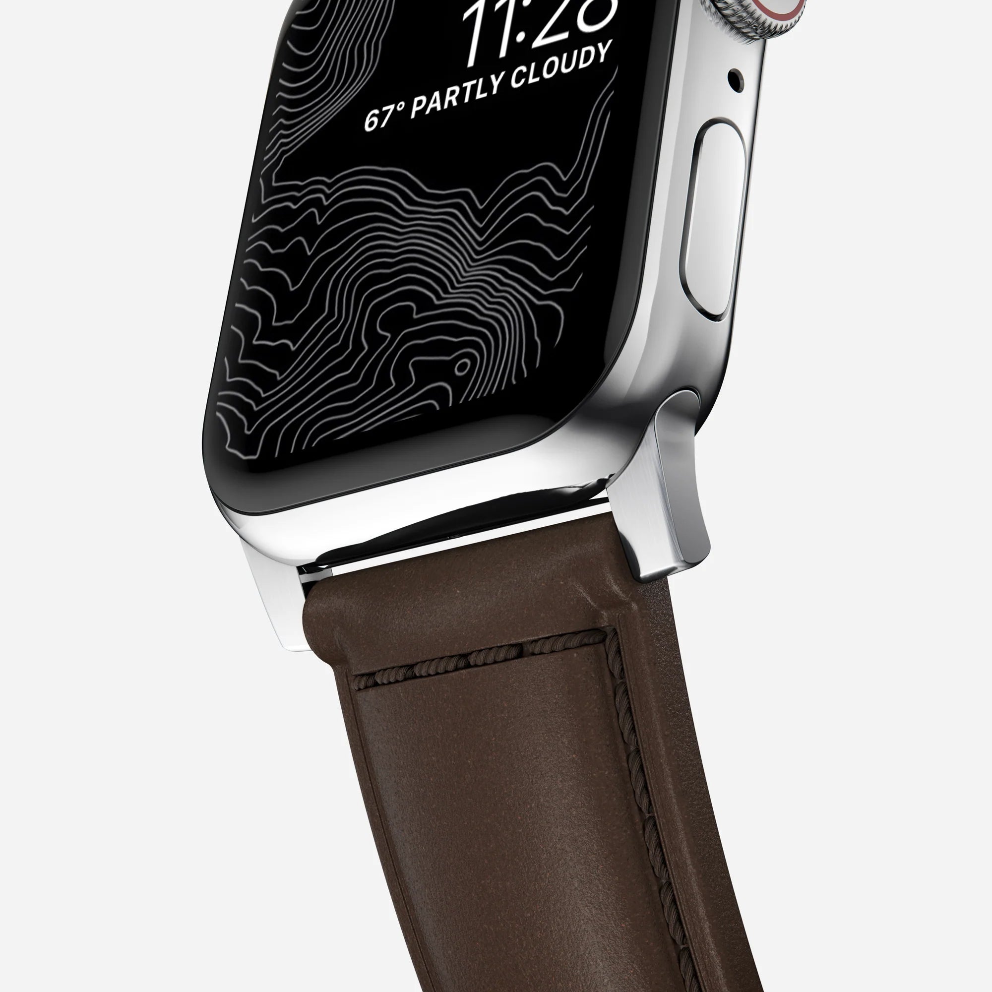 Nomad Traditional Apple Watch Leather Strap (Brown/Silver)