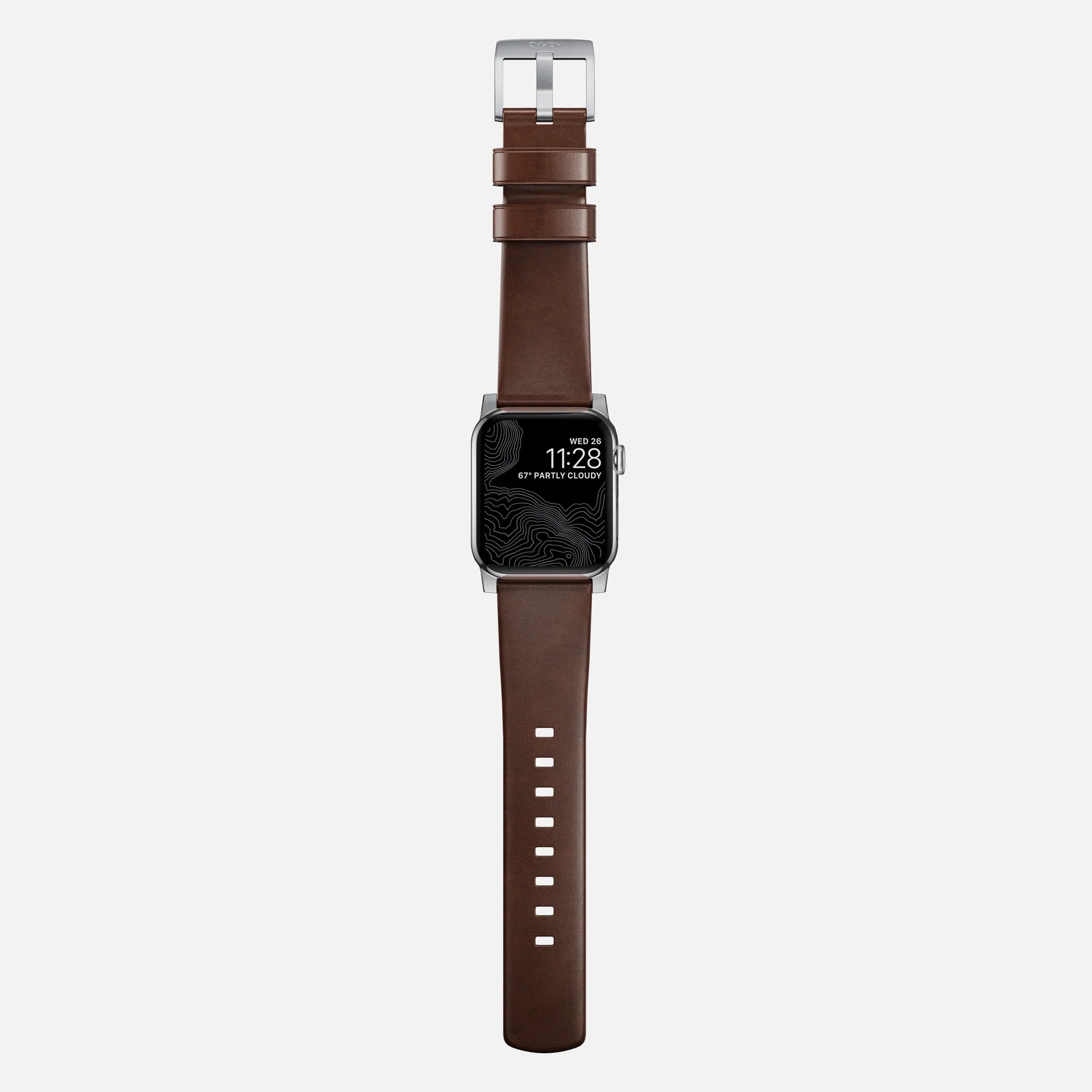 Nomad Correa cuero moderna Apple Watch (marrón/plateado)